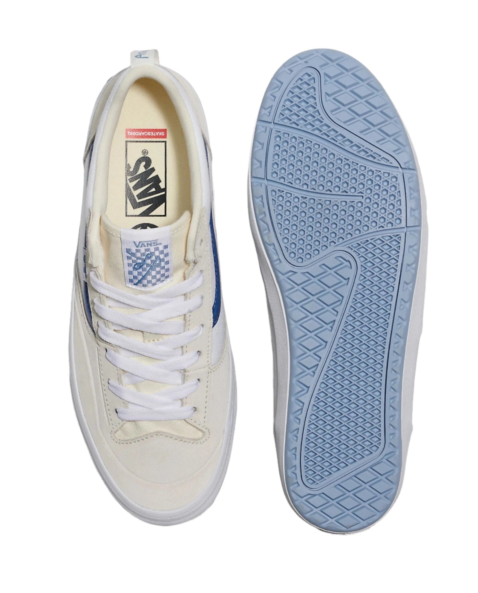 Vans Skate Lizzie Low Sneakers - White & Light Blue Women's Skate Shoes for Casual Wear & Street Style