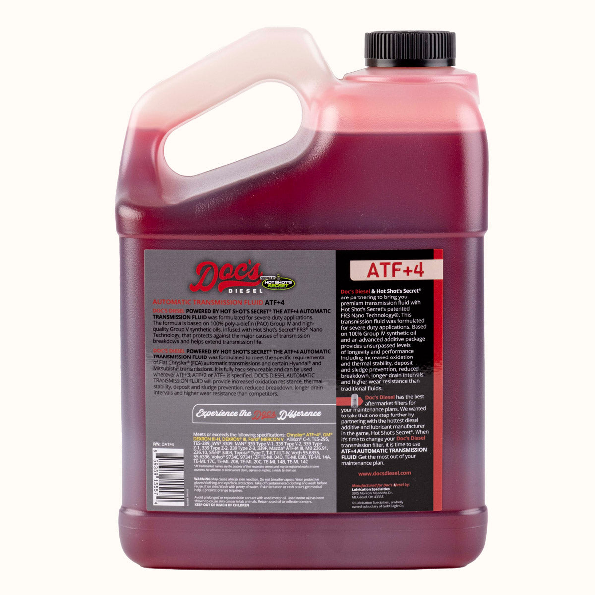 Doc's Diesel ATF+4 DEXRON III/MERCON V Automatic Transmission Fluid - Premium Synthetic Blend for Smooth Shifting in Cars, Trucks & SUVs - Ideal for High-Performance Vehicles & Heavy-Duty Towing