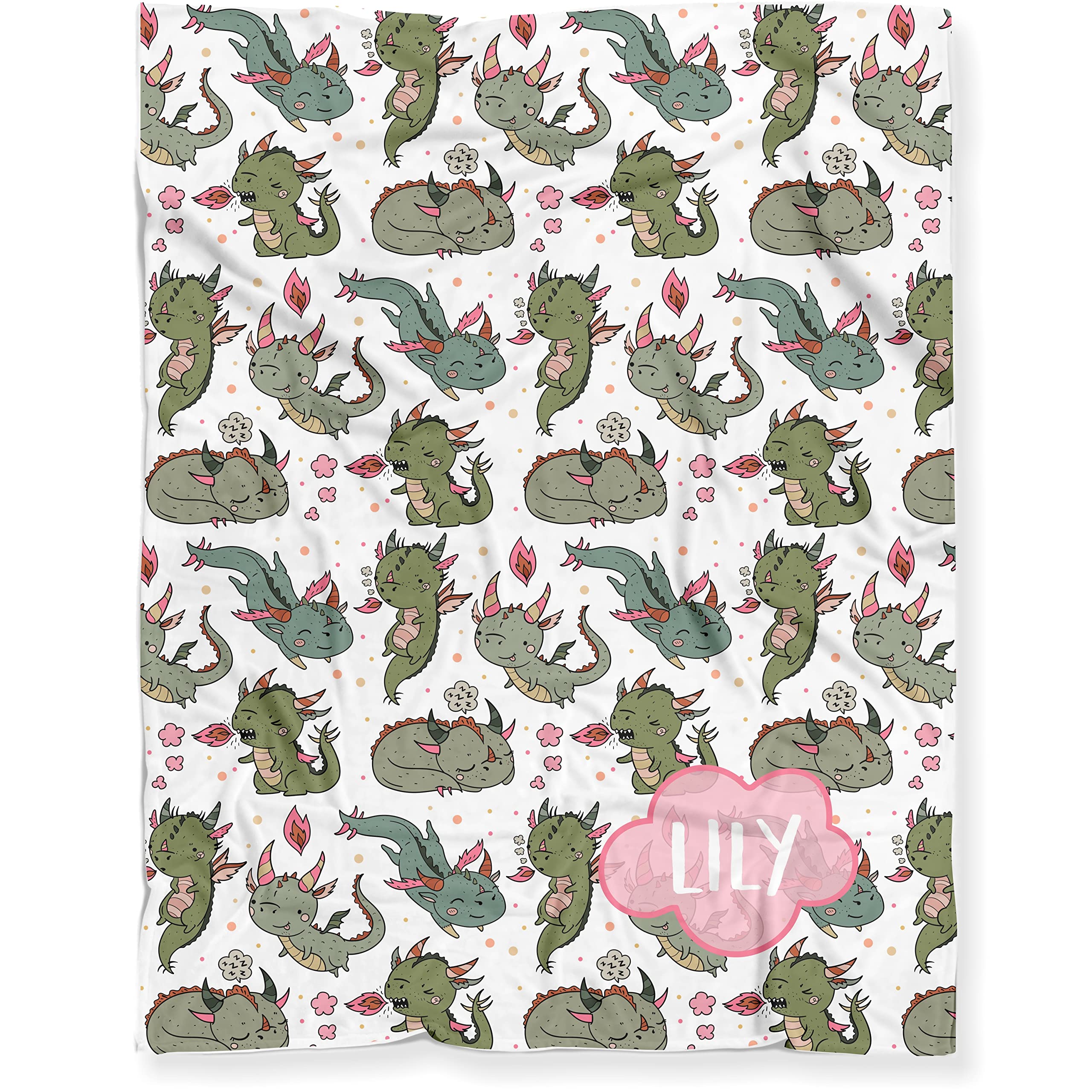 Personalized Minky Baby Blanket with Cute Dragon Design - Ultra Soft Nursery Blanket for Newborns & Toddlers - 30
