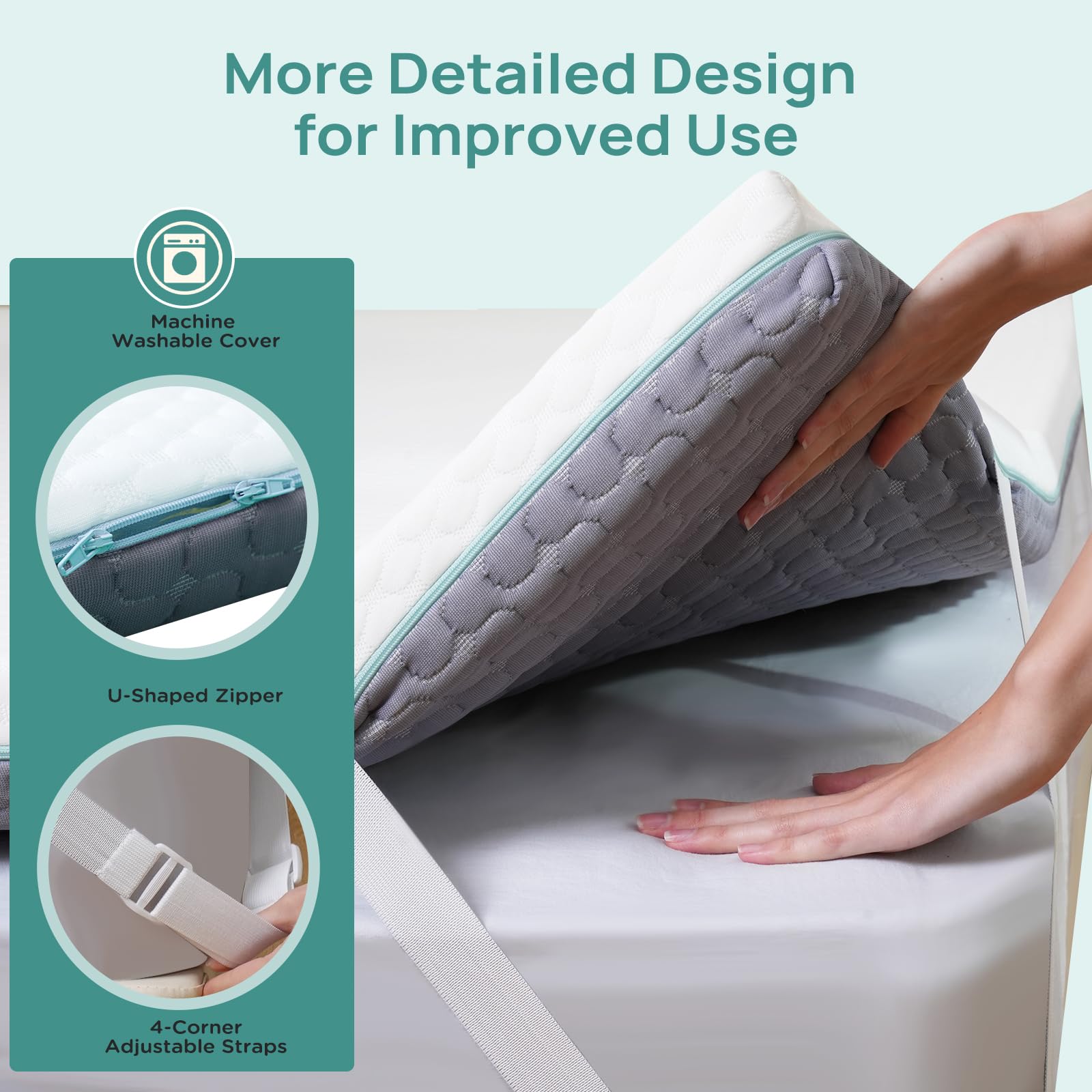 3 Inch Firm Memory Foam Mattress Topper Full Size - Dual Comfort (Soft & Firm) for Back Pain Relief - 5-Zone Ergonomic Design with Removable 2-Sided Cover - CertiPUR-US Certified - Perfect for Guest Beds, Dorm Rooms & Home Comfort Upgrade
