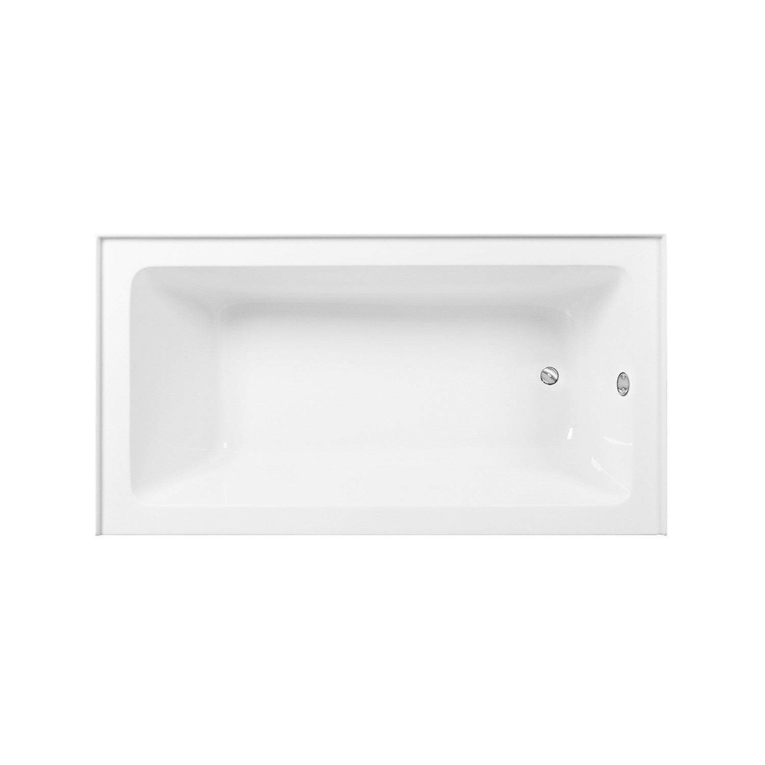 Aqua Eden 60 Inch Acrylic Rectangular 3 Wall Alcove Bathtub - Right Hand Drain, Glossy White with Polished Chrome Finish | Perfect for Modern Bathroom Renovations and Spa-Like Retreats
