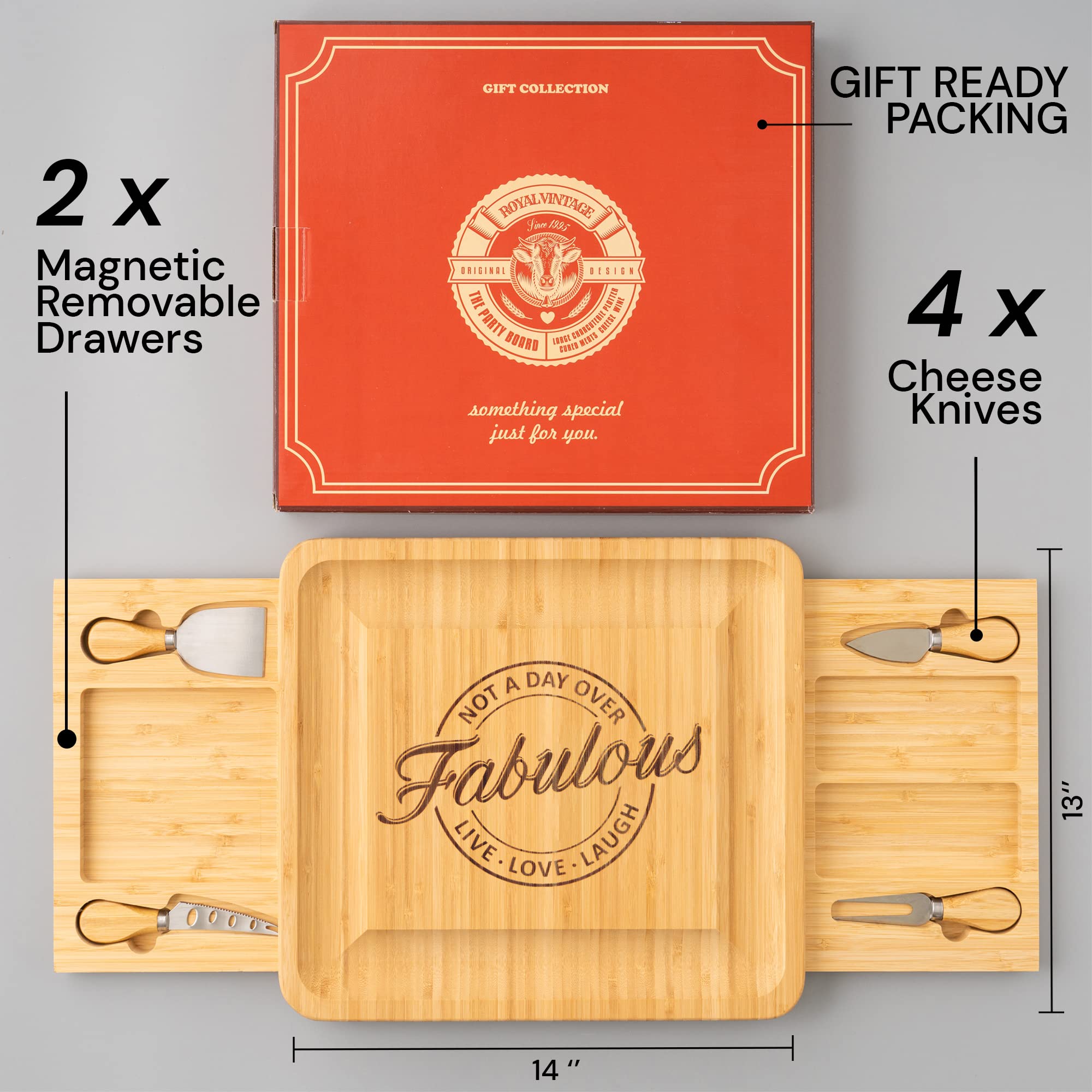Best Birthday Gifts for Women - Unique Present Ideas for Girlfriend, Best Friend & Sister | Premium Charcuterie Cheese Board Set with 4 Stainless Steel Knives | Perfect for Wine Nights, Housewarming Parties & Anniversary Celebrations