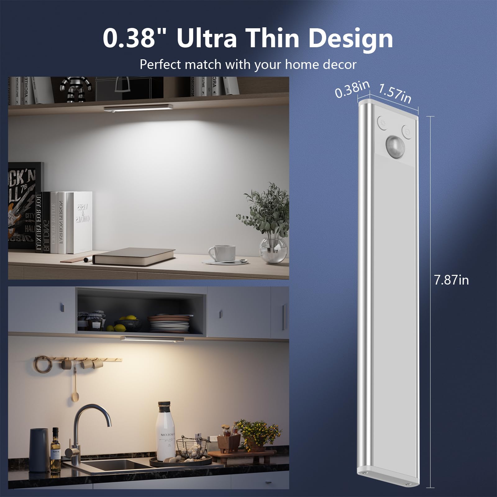 68-LED Rechargeable Under Cabinet Lighting with Motion Sensor - 3 Color Magnetic Dimmable Closet Lights - Wireless Battery Operated Night Lights for Kitchen, Stair, Bedroom, Hallway & Closet - Perfect for Dark Spaces and Energy Saving Home Lighting