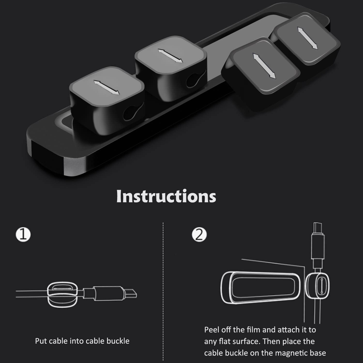Magnetic Cable Tie Clips - Cord Organizer for Charger, Computer, Mouse, Earphone & Phone - Desk Cable Management Holder - Perfect for Home Office, Gaming Setup & Workspace Organization