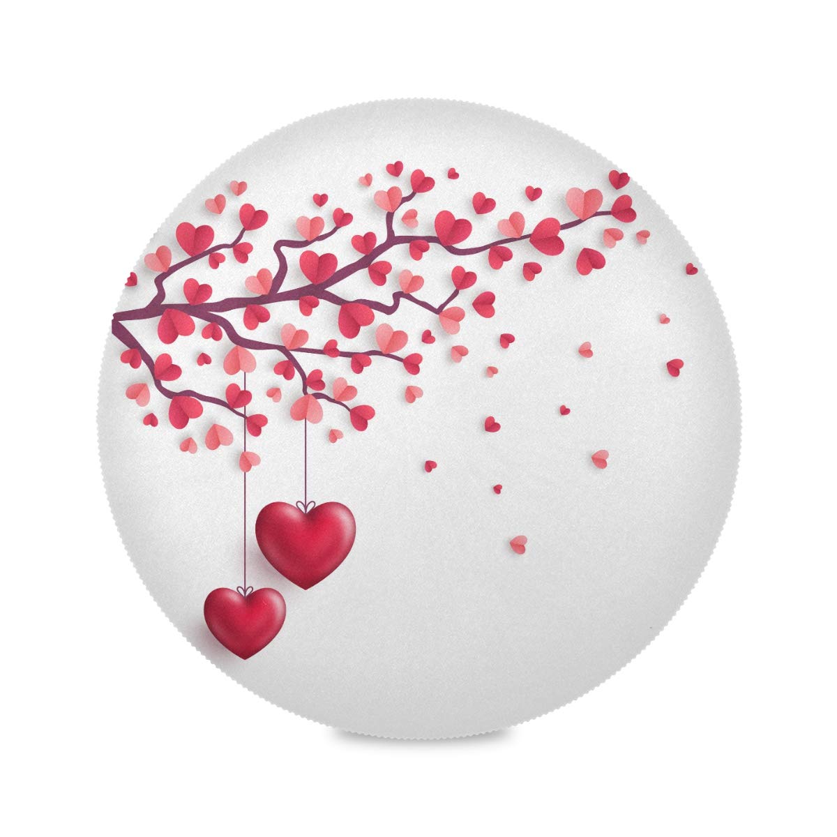 Valentine's Day Heart Shaped Placemats - 15 Inch Round Non-Slip Washable Table Mats for Dining, Kitchen & Romantic Dinner Decor - Easy to Clean Home Decor Accessories