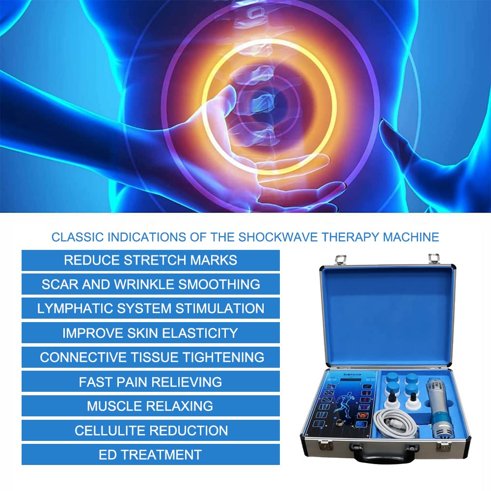 Shockwave Therapy Machine for Pain Relief - Electromagnetic Extracorporeal Shockwave Massager with 7 Interchangeable Heads & Touch Screen - Muscle Relaxation, Joint Pain Treatment, Sports Injury Recovery - Perfect for Home Use, Physical Therapy, and Athlete Recovery