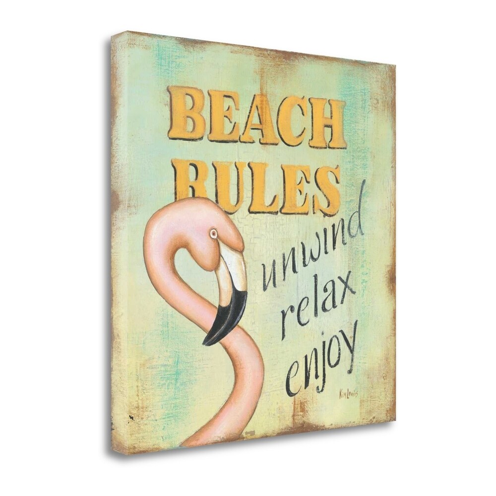 Beach Rules By Kim Lewis - Premium Fine Art Giclee Print on Gallery Wrapped Canvas - Ready to Hang Wall Decor for Living Room, Bedroom & Beach House