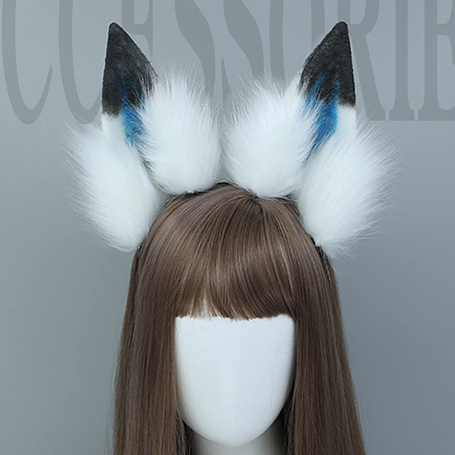 Faylay Women's Furry Dog Ear Headband - Cute Animal Ear Hair Accessories for Cosplay, Halloween, and Costume Parties