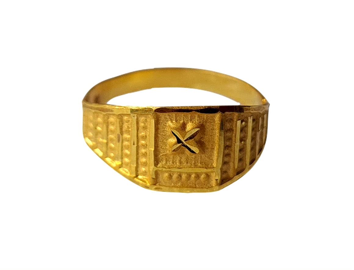 22K/18K Solid Gold Kids Ring - Handcrafted Carved Design - Size 1 - Perfect Gift for Baby Boy, Baby Girl & Children - Ideal for Birthdays, Christenings & Daily Wear - Certified Fine Gold Jewelry
