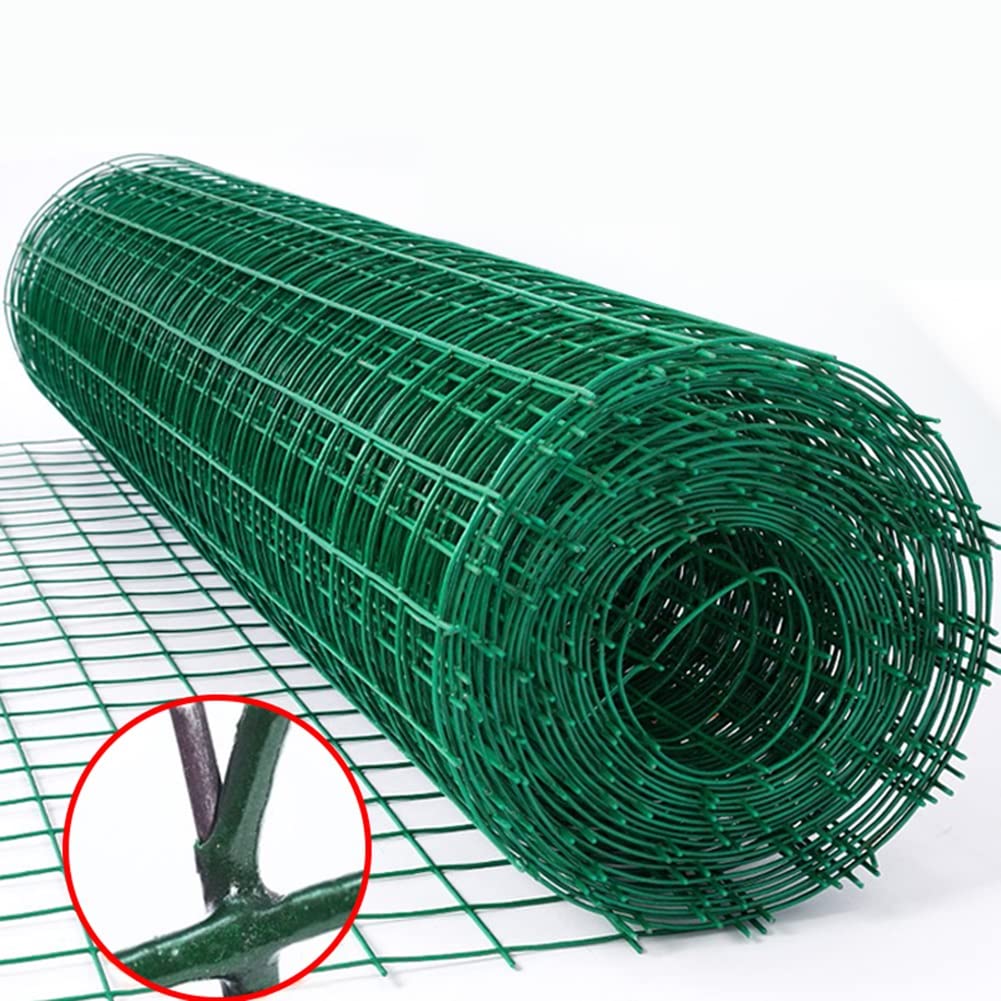 Green Vinyl Coated Chicken Wire Mesh - 6cm Grid, 2.4mm Thickness, 1x30m Size - Durable Garden Fence for Chicken Coop, Vegetable Protection & Animal Control - Perfect for Poultry Pens, Backyard Gardens & Landscaping Projects