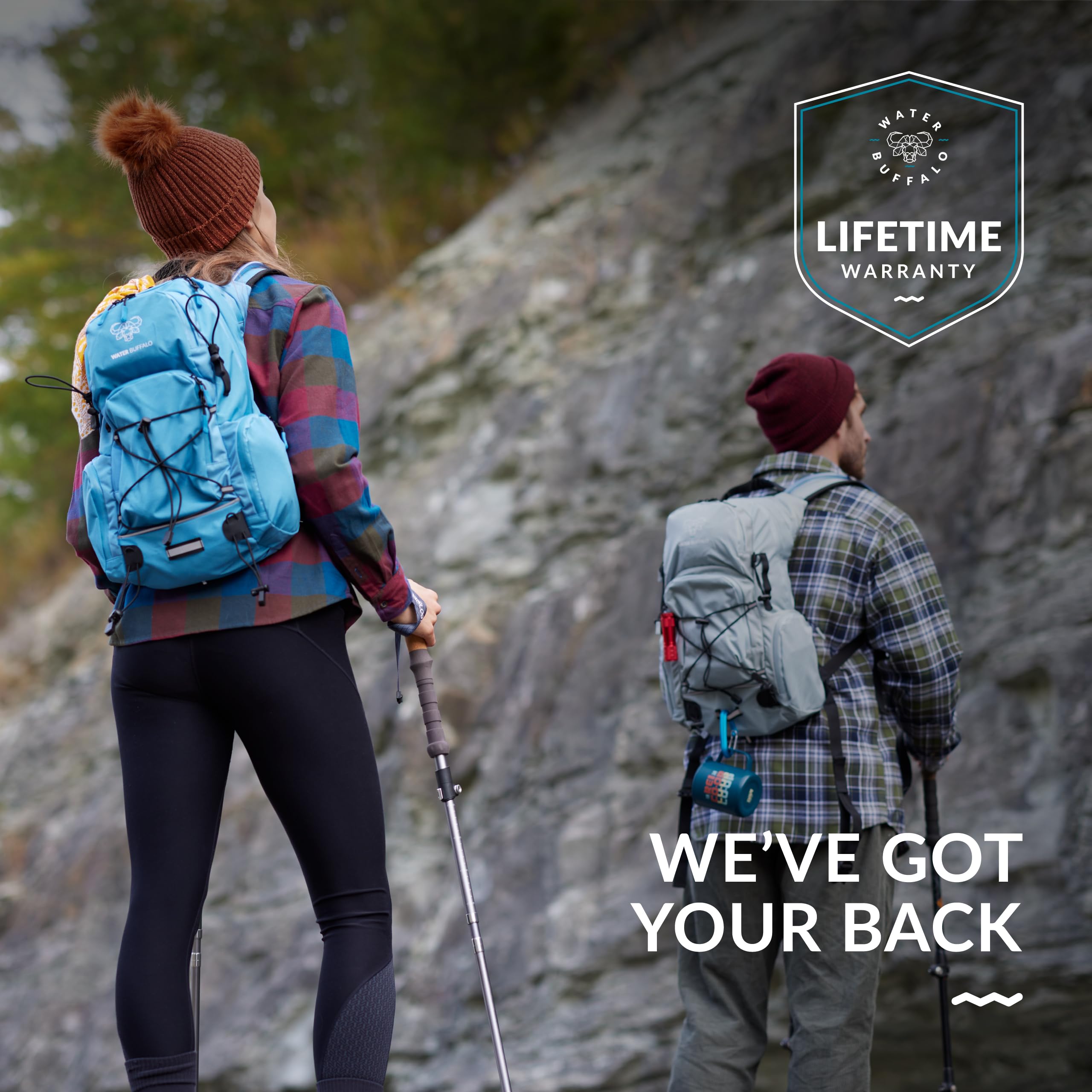 Sherpa 22L Water Buffalo Hydration Backpack with 2L Water Bladder - Lightweight Hiking Backpack with Waterproof Zippers, Phone Pocket & Trekking Pole Holders - Perfect for Hiking, Camping & Outdoor Adventures