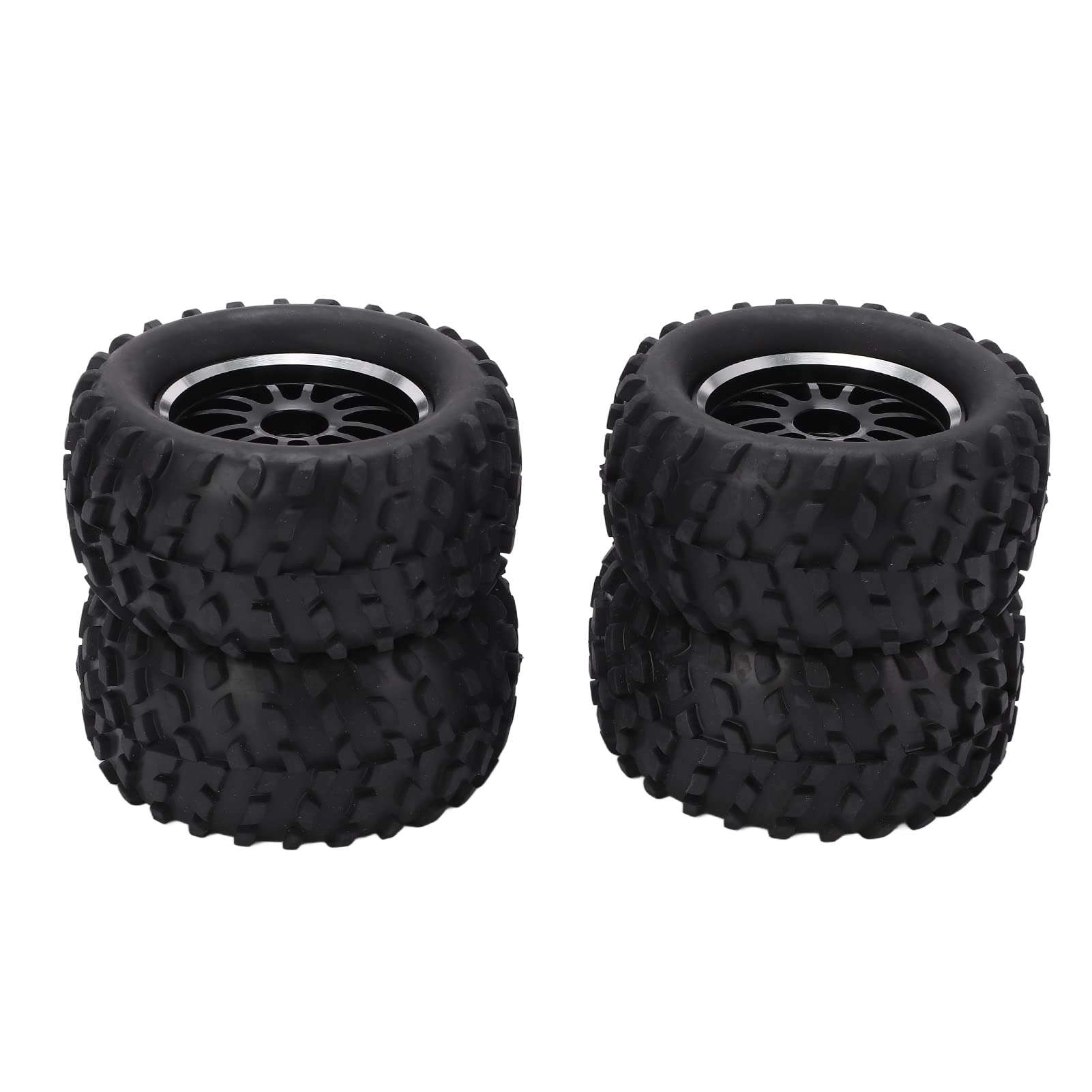 High-Strength 82mm RC Rubber Tires & Wheel Rims Set (4pcs) - Black Wear-Resistant Off-Road Tires for Wltoys 144001 1/14 Scale RC Cars | Perfect for Racing, Crawling & Outdoor RC Adventures