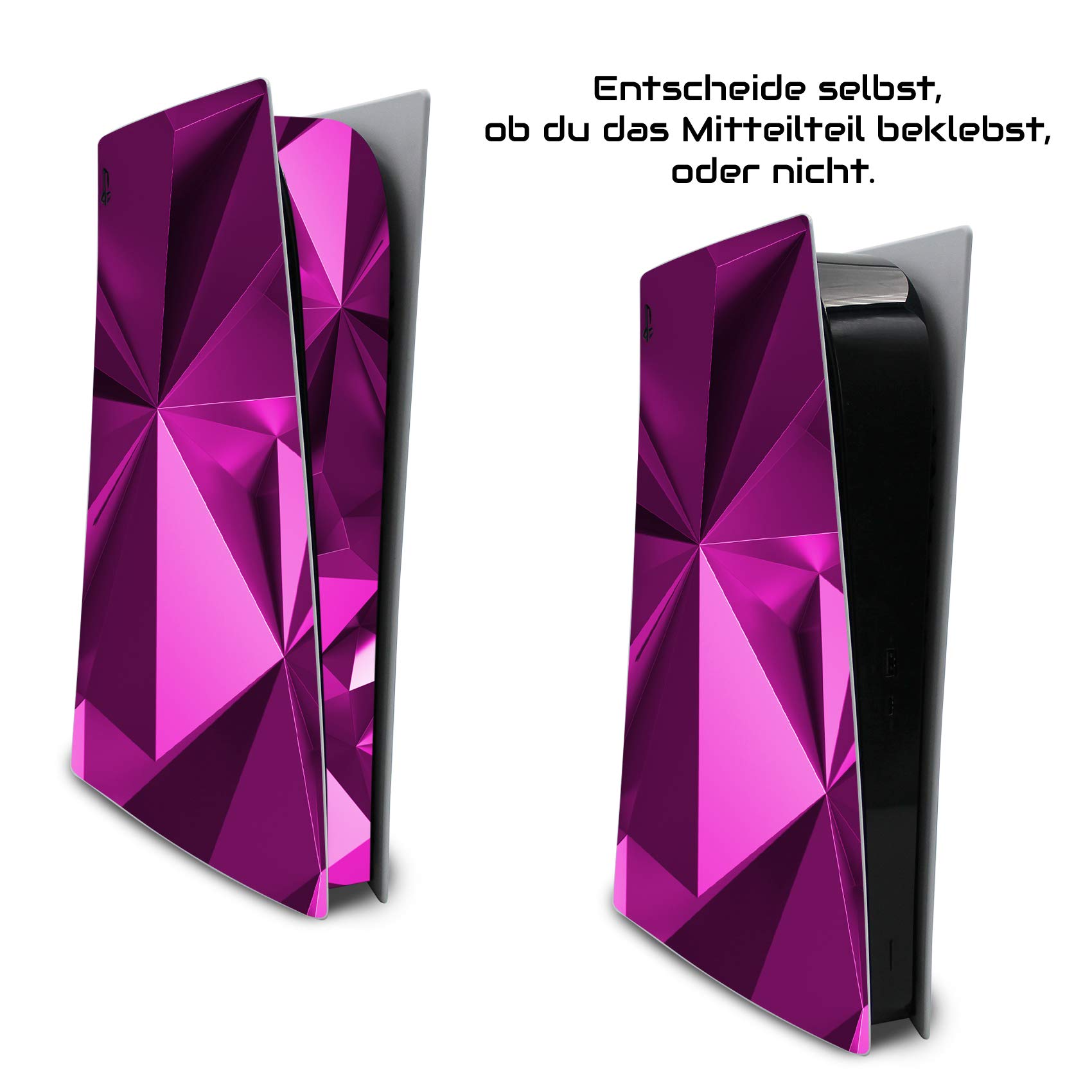 Premium PS5 Screen Protector & Vinyl Skin - Scratch-Resistant Film for PlayStation 5 Disc Edition (Polygon Pink Design) | Perfect for Gaming Protection & Console Customization
