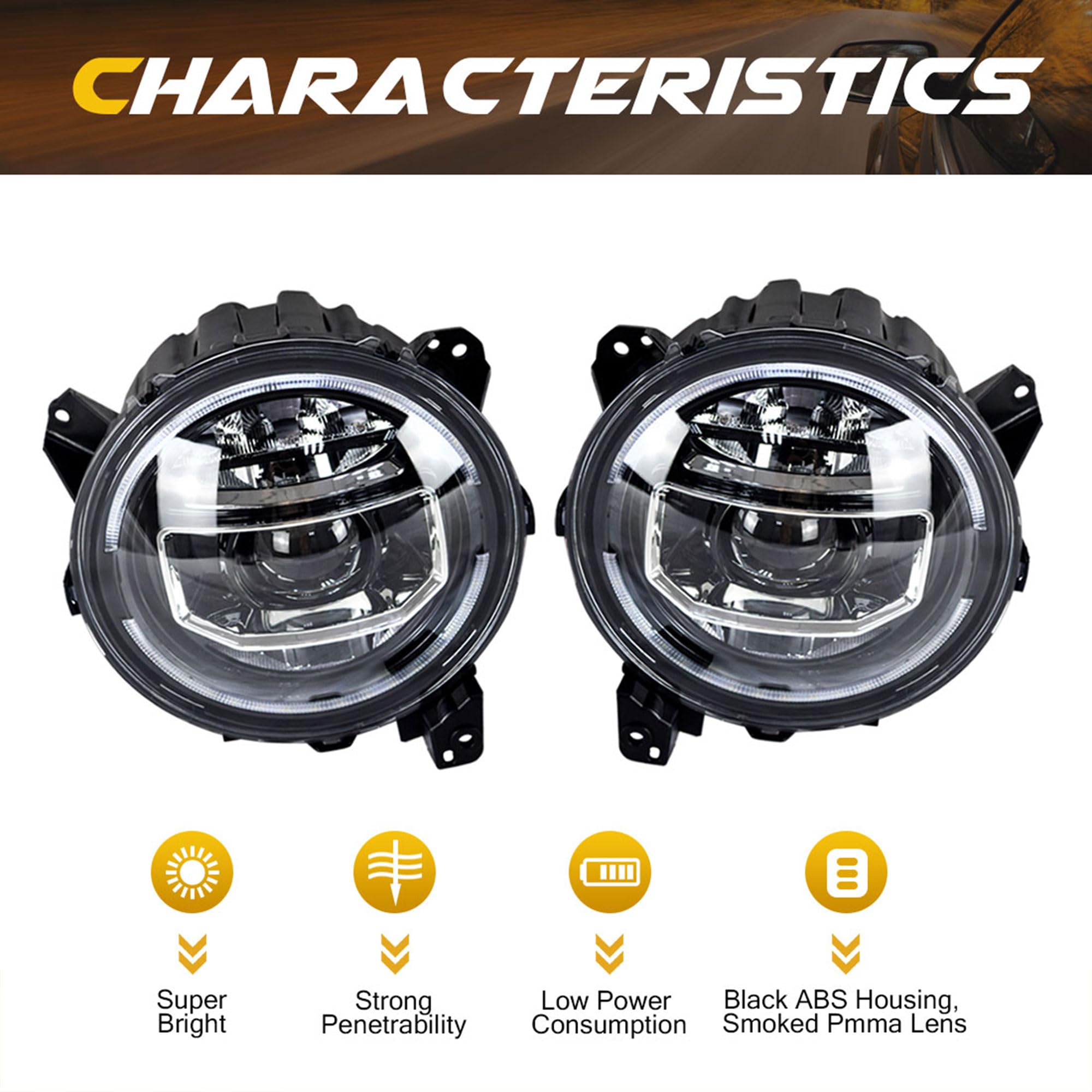 Upgraded LED Halo Headlights for Jeep Wrangler JL & Gladiator JT (2018-2022) | Durable & Bright Off-Road Lighting for Night Driving & Adventure