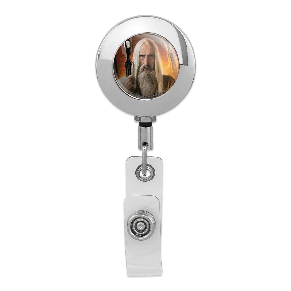 LOTR Saruman Metal ID Badge Clip - Premium Retractable Reel for Work & Cosplay
