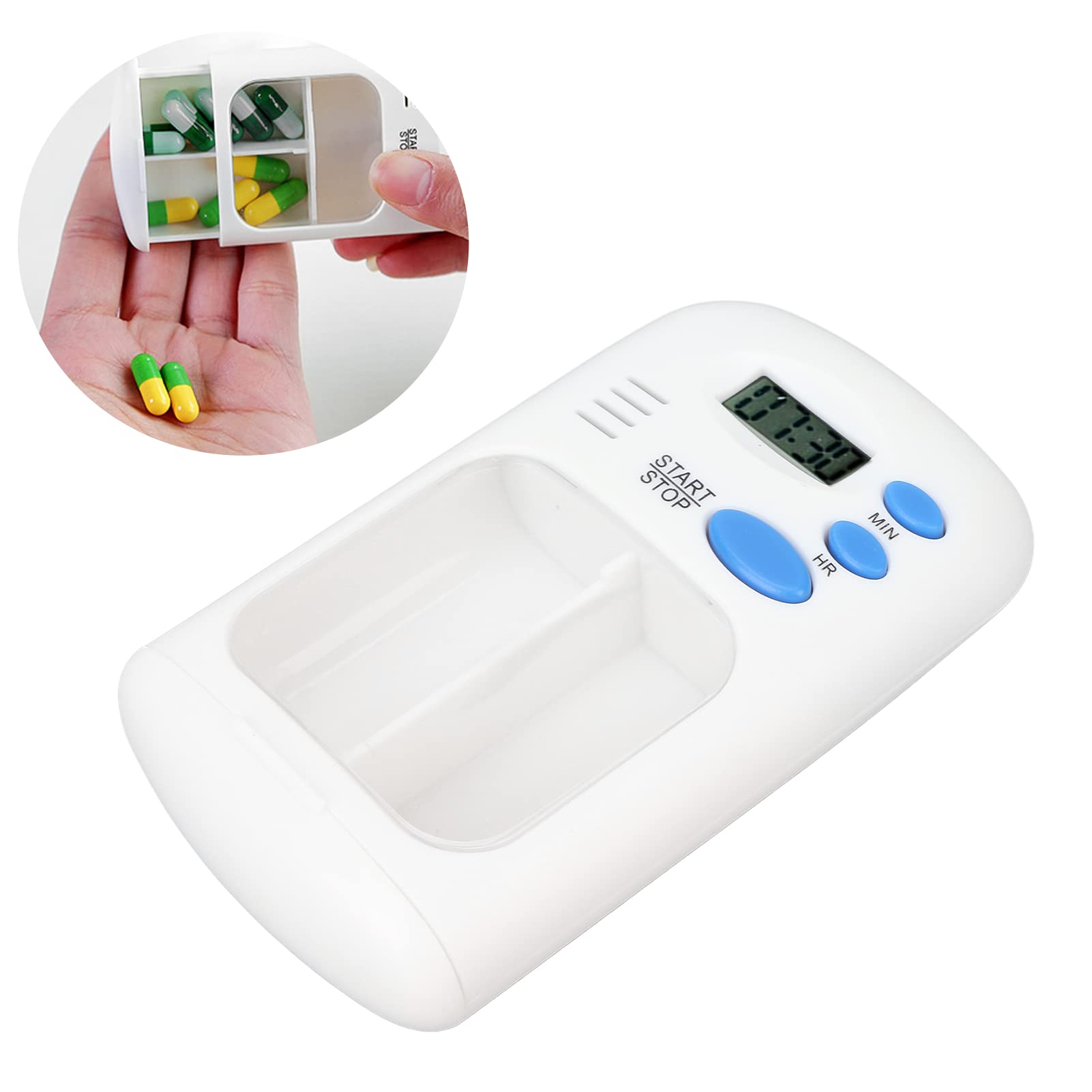 LIZEALUCKY 2-Grid Automatic Pill Dispenser with Alarm - Portable Pill Organizer & Medication Reminder for Daily Use - Easy Setup for Travel, Home, and Elderly Care