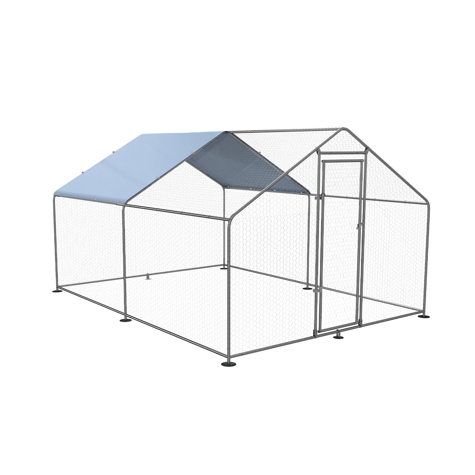Petony Large Walk-In Chicken Coop - 9.8'L x 13.1'W x 6.6'H Outdoor Poultry Cage with Waterproof UV-Resistant Cover - Spire Shaped Metal Hen House for Backyard Farm, Rabbits & Ducks - Perfect for Free-Range Poultry, Small Animal Shelter & Backyard Farming
