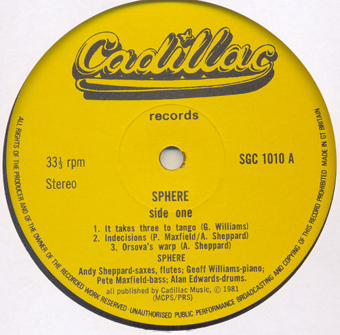 Sphere (LP, Album) - Vinyl Record in Very Good Plus (VG+) Condition - Perfect for Jazz & Classic Rock Music Collectors