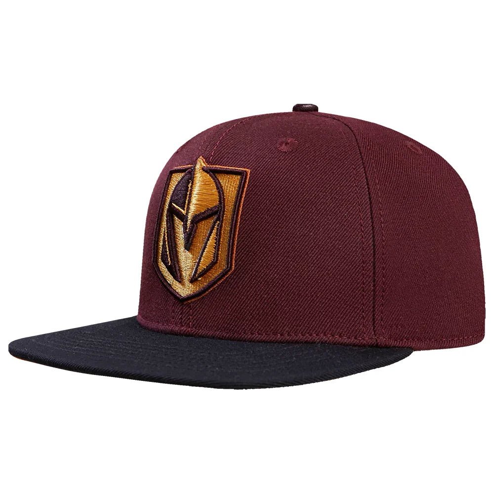 Pro Standard Vegas Golden Knights Two-Tone Burgundy & Gold Wool Snapback Hat | NHL Official Licensed Cap for Men & Women | Perfect for Games, Fan Gear & Casual Wear