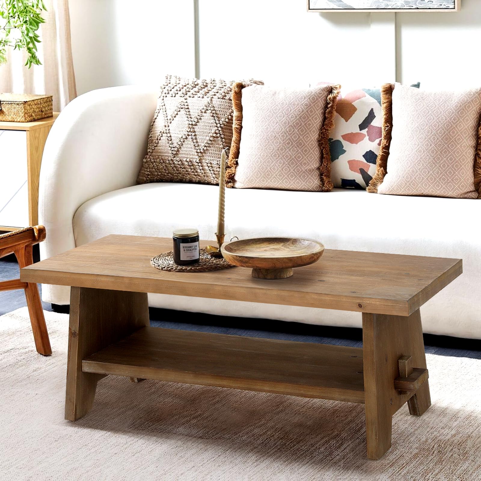 Rustic Farmhouse Wood Coffee Table - 43.4
