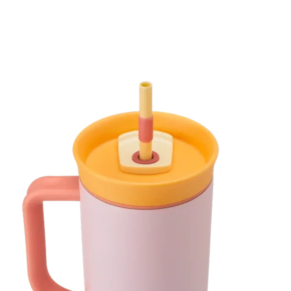 Owala 40oz Stainless Steel Insulated Tumbler with Straw Lid - Candy Store Color (Yellow/Pink) - Leakproof Water Bottle for Gym, Hiking & Outdoor Activities