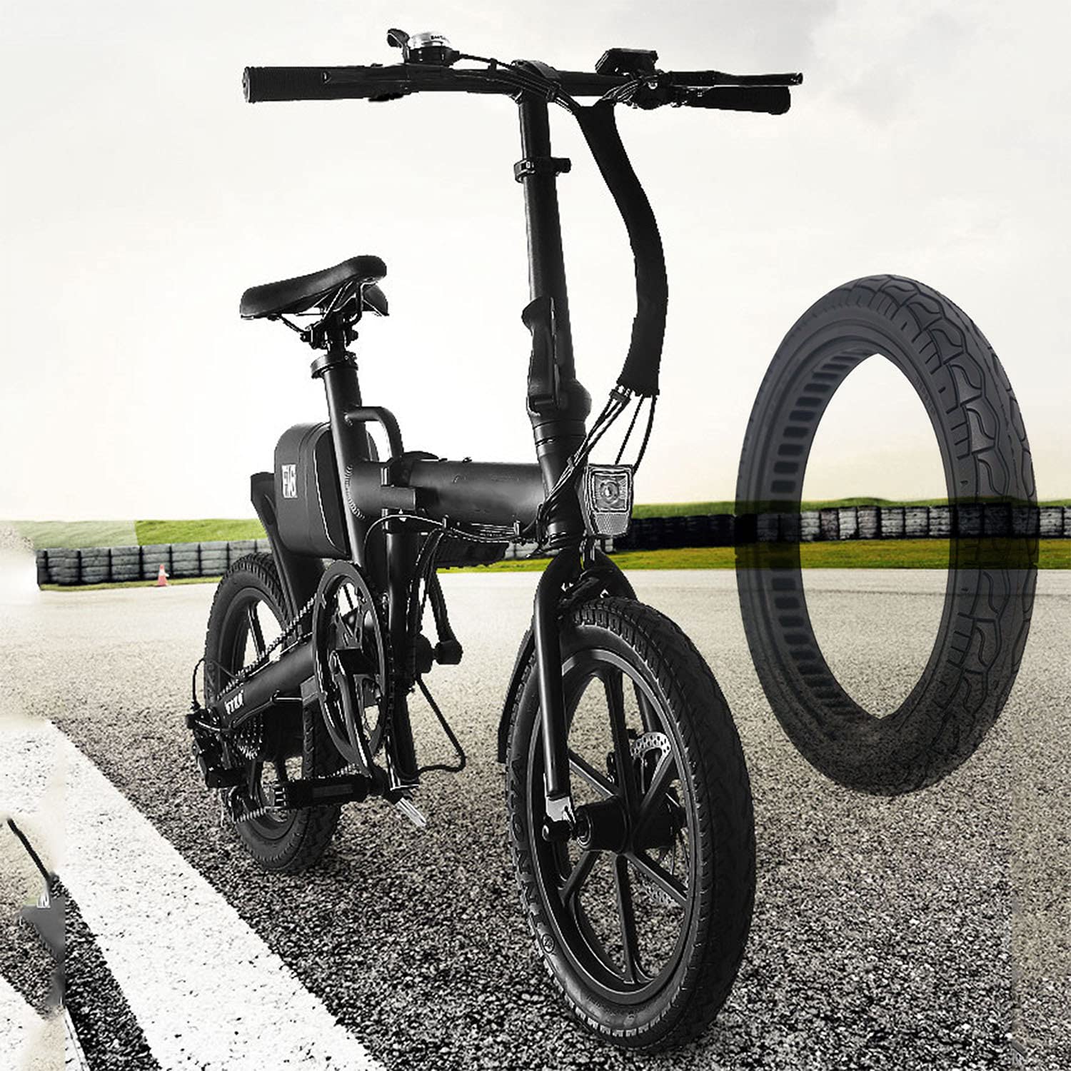 16x2.125 Solid Tires for Electric Bikes - Non-Pneumatic Replacement Tire with Shock Absorption for Front/Rear - Fits 16 Inch Folding E-Bikes | Perfect for Commuting, Urban Riding & Off-Road Adventures