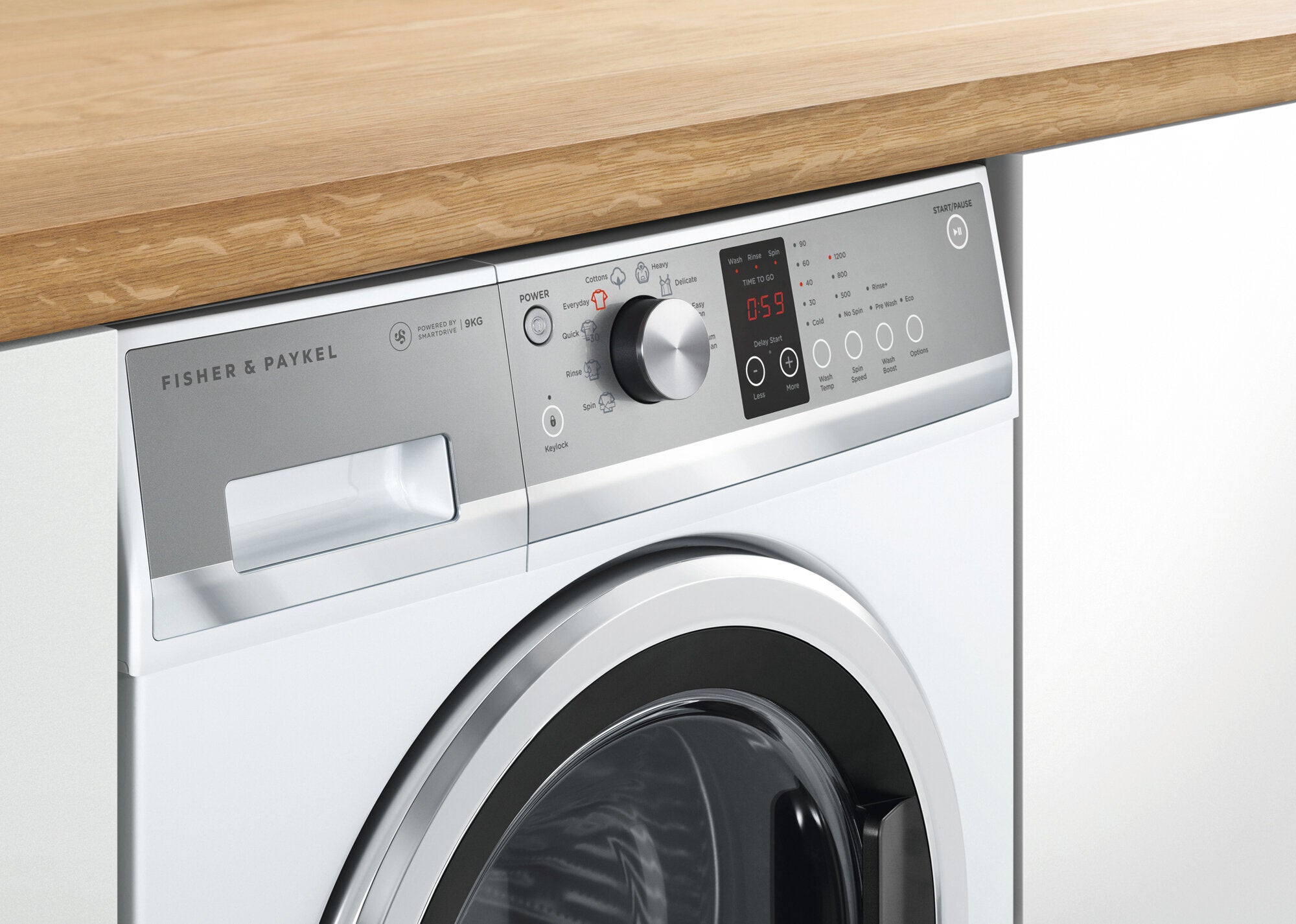 Fisher & Paykel WH9060J3 9kg Front Load Washing Machine - Energy Efficient, Quiet Operation for Apartments & Small Homes