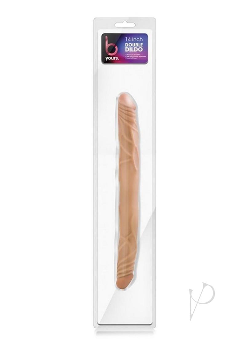 B Yours Double Dildo 14 Inch - Realistic Caramel Color Dual-Ended Adult Toy for Couples & Solo Play - Perfect for Spicing Up Your Sex Life & BDSM Scenes