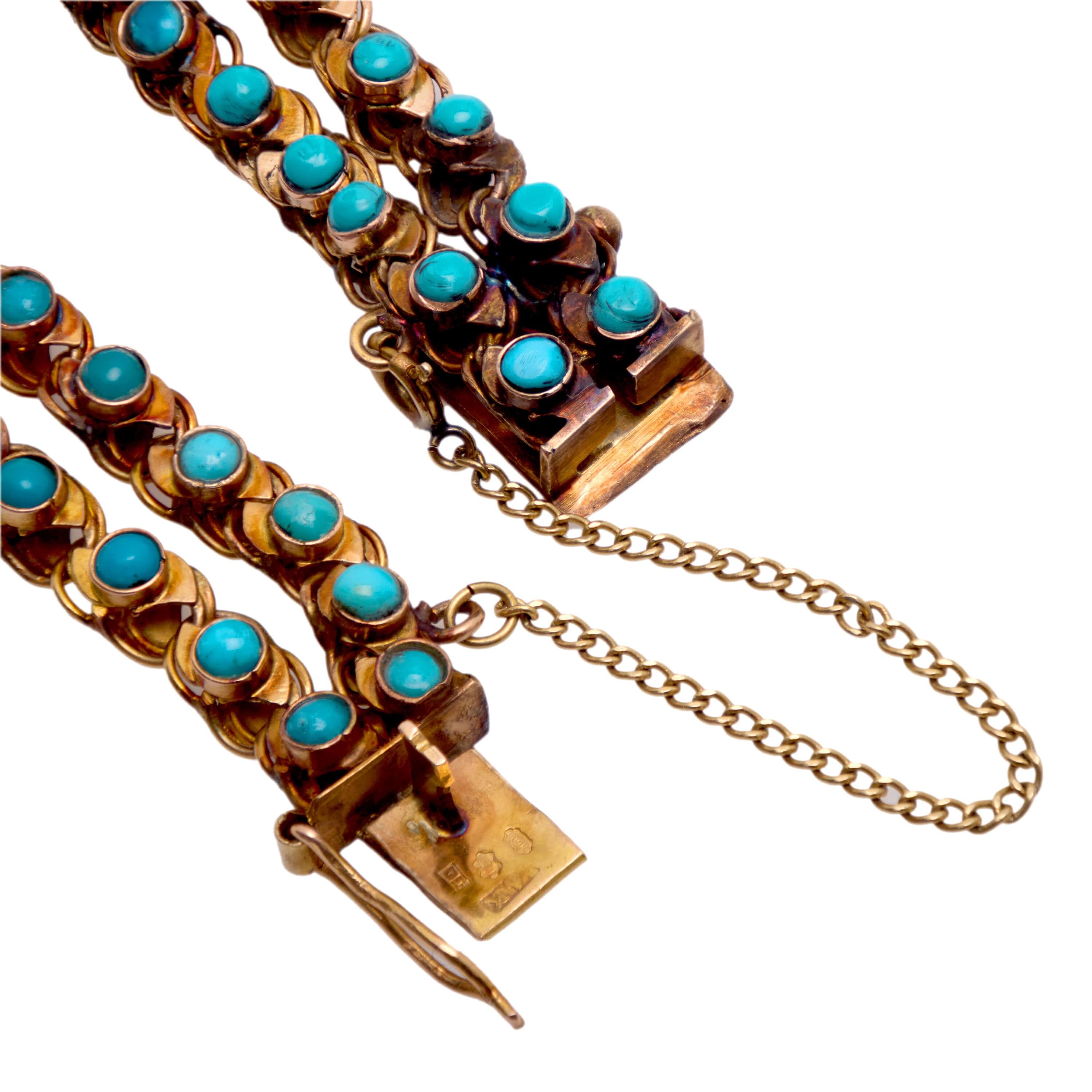 Victorian Style 14k Gold Russian Turquoise Bracelet for Women - Elegant Handmade Jewelry Gift for Birthday, Anniversary & Special Occasions