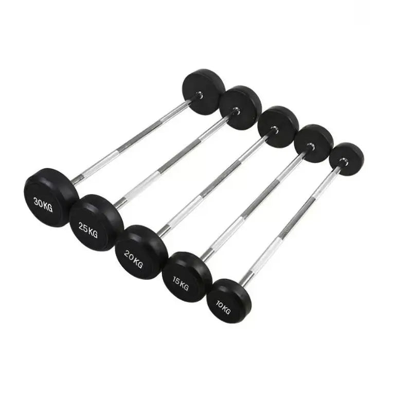 FITLAB Fixed Straight Barbell and Rack Package - 10KG to 45KG Weight Set for Home Gym Strength Training & Weightlifting