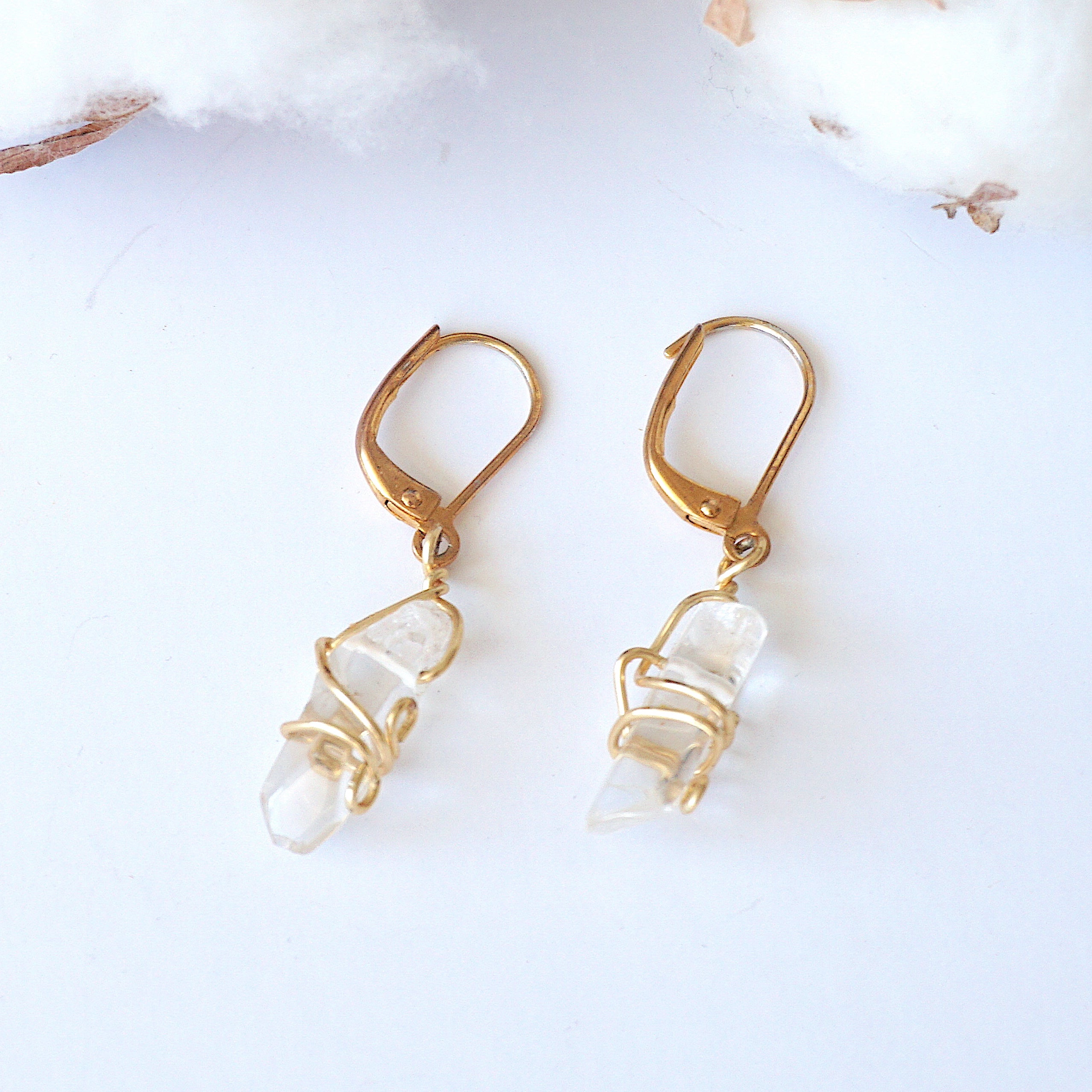 Clear Quartz Lever Back Earrings - Gold Plated Crystal Stud Earrings for Women | Elegant Jewelry for Parties, Weddings & Everyday Wear
