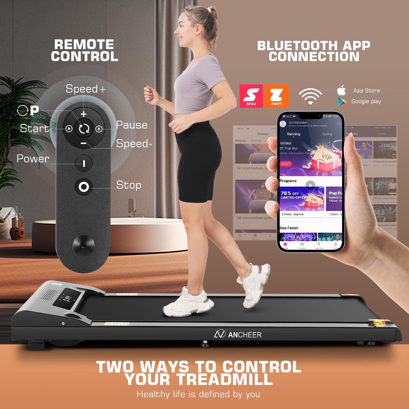 Under Desk Walking Pad Treadmill for Home Office - 2.5HP Portable Walking Machine with 300 lb Weight Capacity, Compact Jogging & Running Equipment with Remote Control & LED Display - Perfect for Small Spaces, Work from Home & Low-Impact Exercise