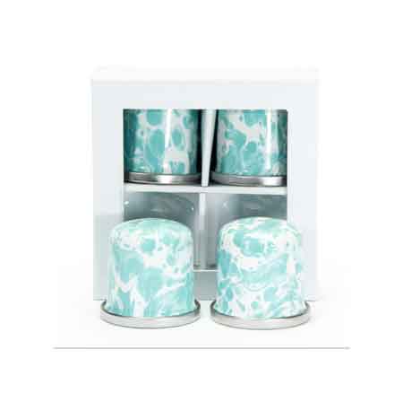 Elegant Sea Glass Swirl Enamelware Salt and Pepper Shaker Set - Perfect for Kitchen, Dining Table & Gift Giving