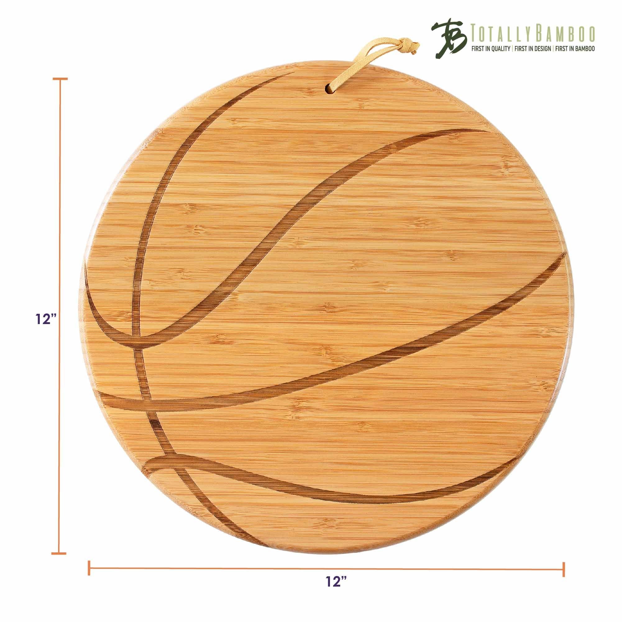 Basketball-Shaped Wooden Cutting Board - 12x12 Inches Non-Slip Kitchen Chopping Board for Fruits, Vegetables & Cheese - Perfect for Sports Fans & Game Day Entertaining