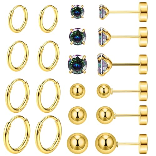 D-Gold- Hoops and Rainbow CZ