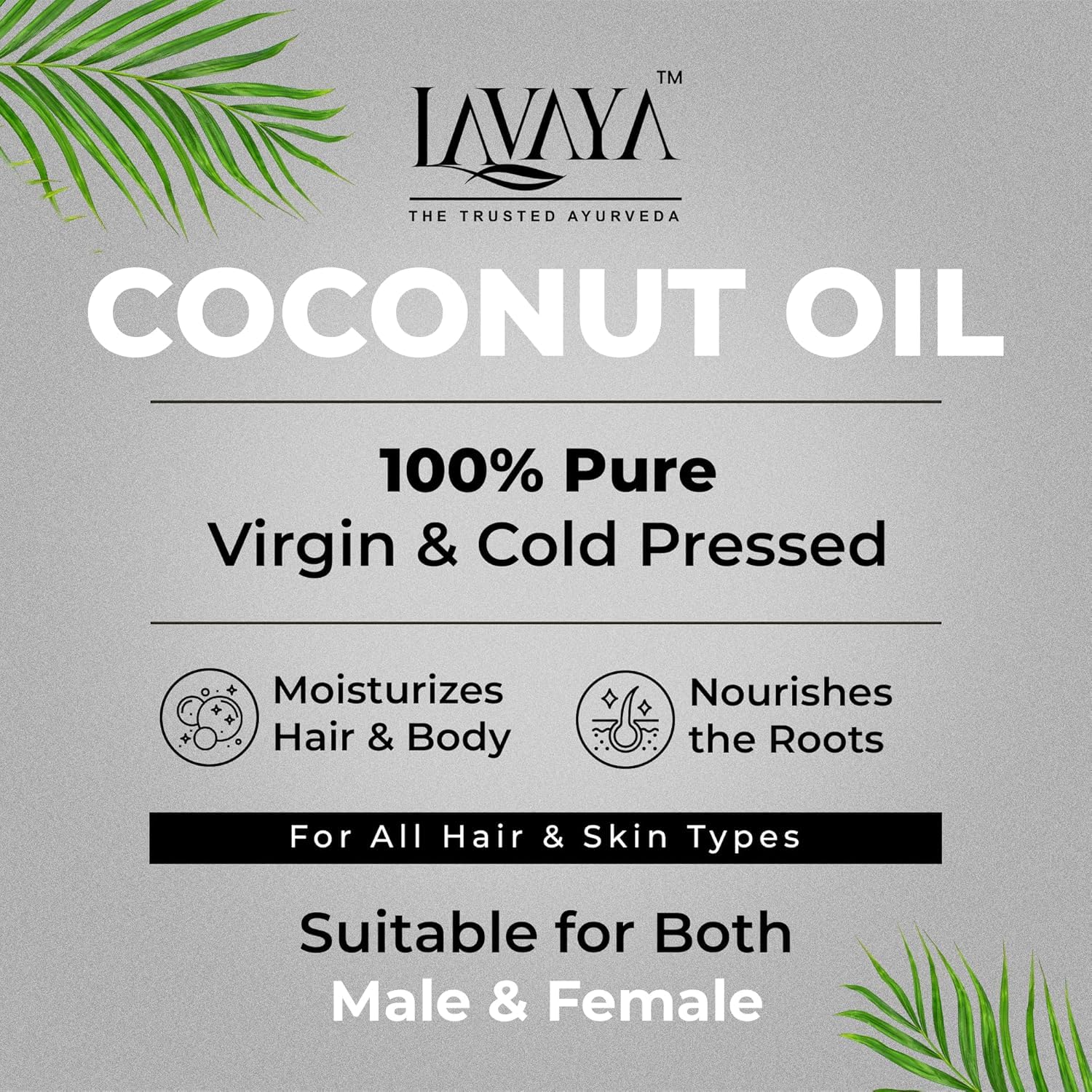 Lavaya® 100% Pure Cold Pressed Virgin Coconut Oil for Hair Growth, Scalp Treatment & Skin Moisturizing | Best Natural Dry Hair & Skin Nourishment | Perfect for DIY Hair Masks, Body Lotion & Massage (200ml)