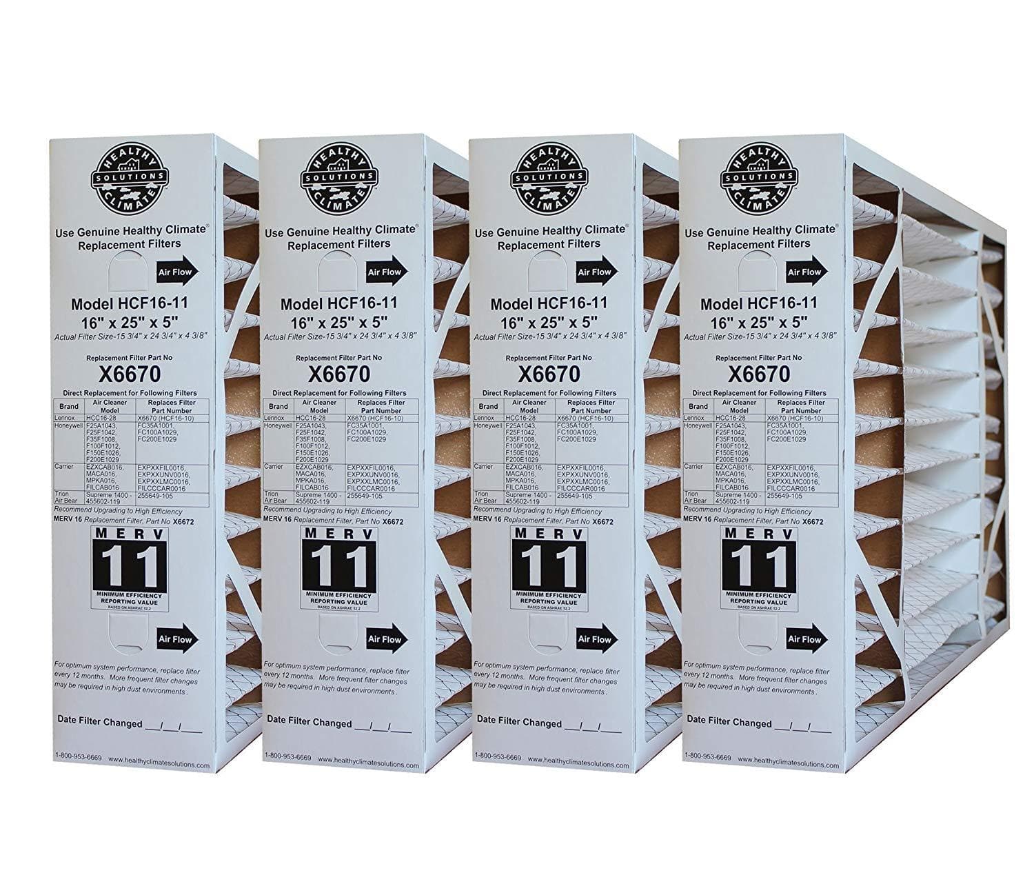 Lennox X6670 OEM 16x25x5 MERV 11 Air Filter Media - 4 Pack - Perfect for HVAC Systems, Furnaces, and Air Purifiers