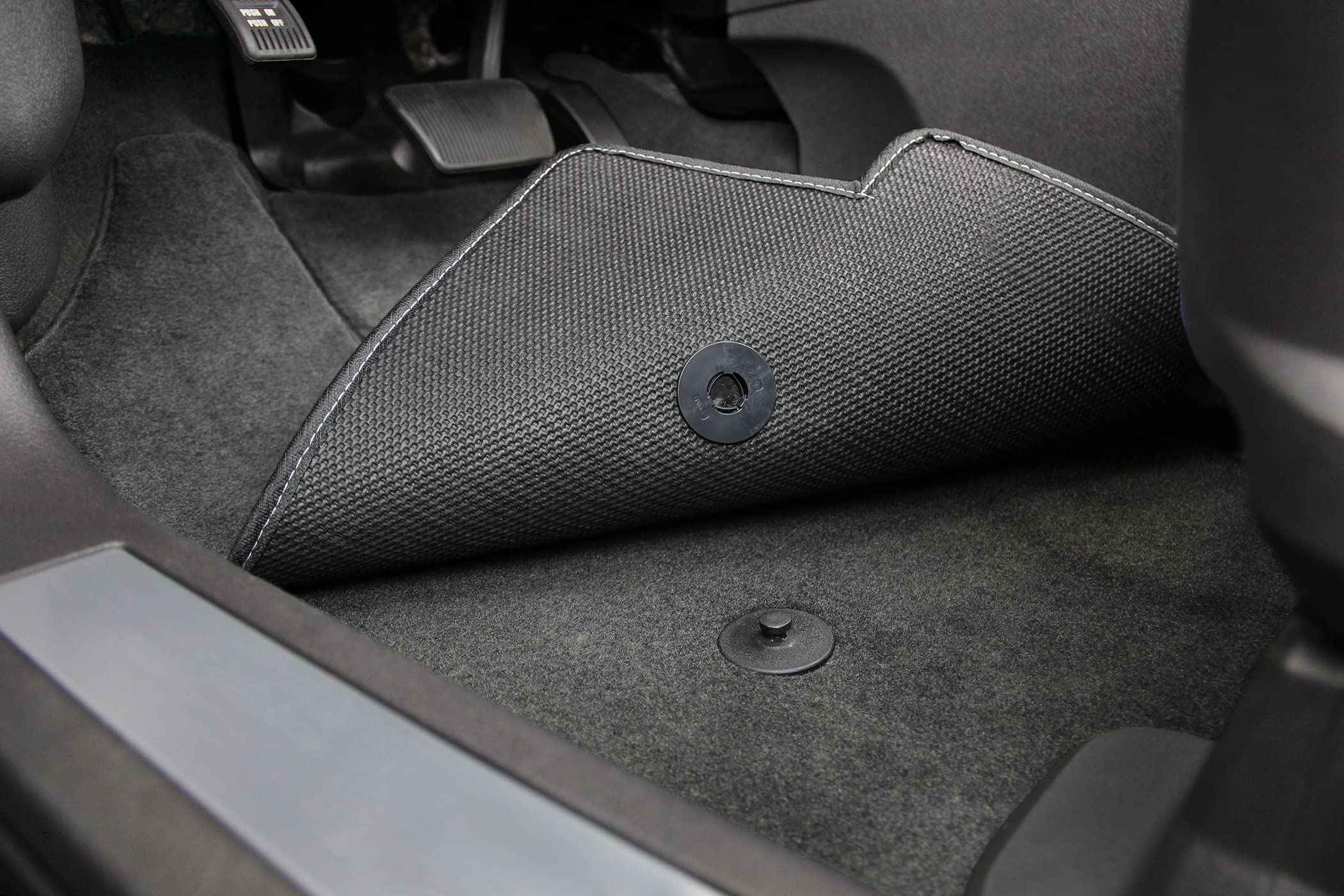 Premium Custom-Fit Carpeted Floor Mats for 2021+ Chevy Trailblazer - Front Set (2PC, Charcoal with Gold Bowtie) | Luxury Car Floor Liners for Enhanced Comfort & Protection - Perfect for Daily Commutes & Road Trips