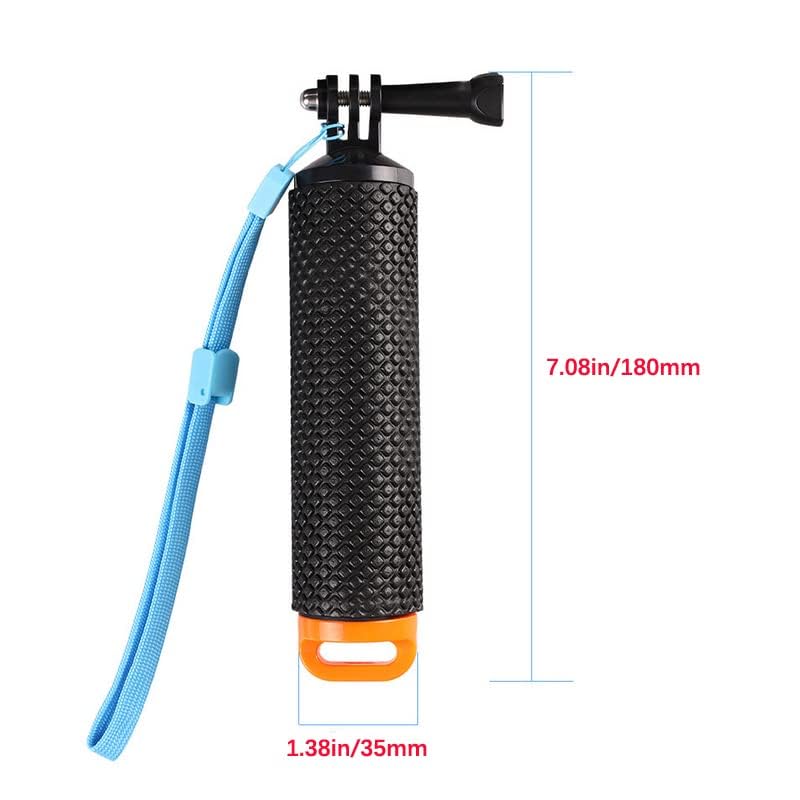Waterproof Floating Hand Grip Selfie Stick with Monopod Handle - Compatible with GoPro Hero 10/9/8/7, Session, Fusion, Max, AKASO, SJCAM & DJI Osmo Action Cameras - Perfect for Water Sports, Vlogging & Outdoor Adventures (Orange)