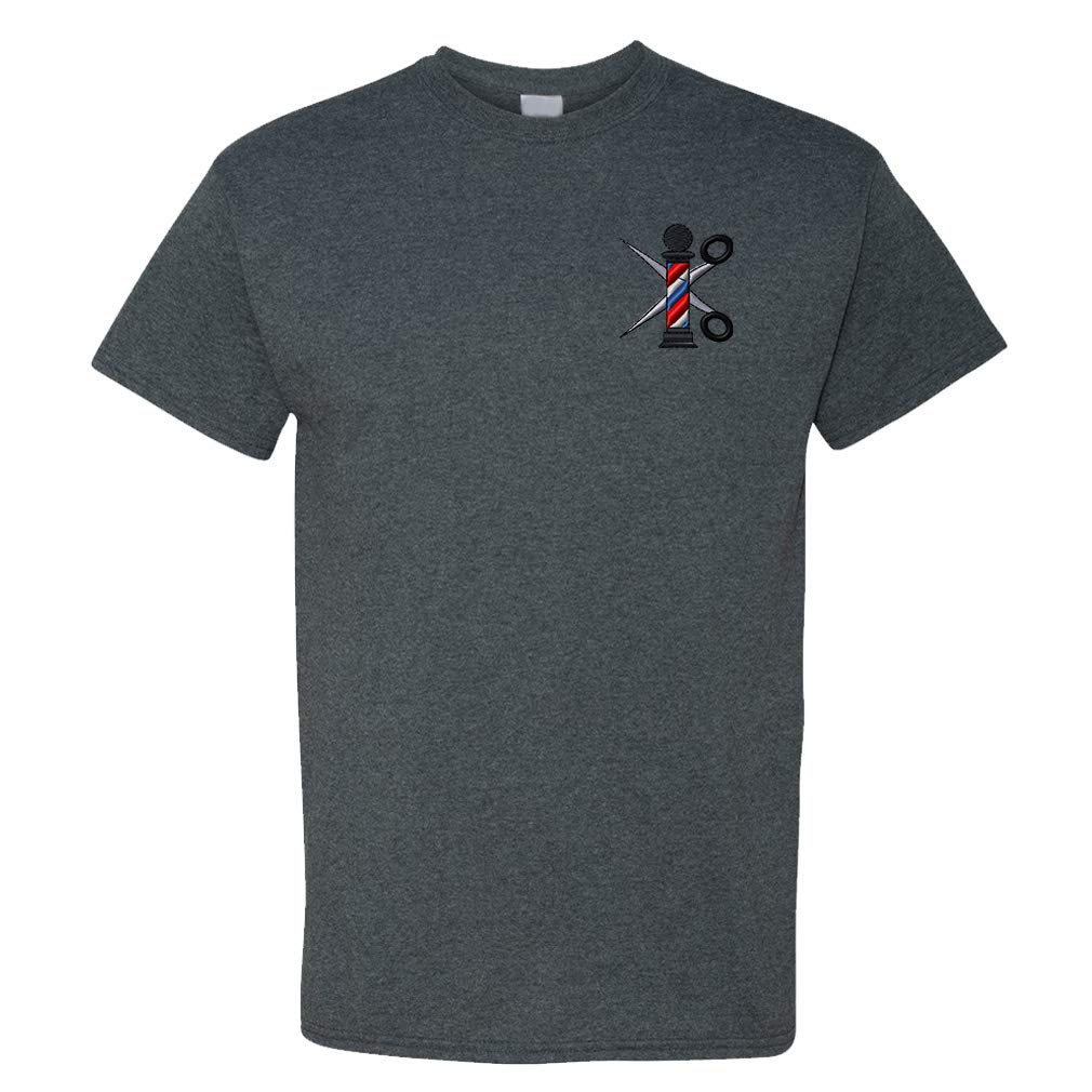 Funny Barber Pole Scissors Graphic T-Shirt for Men | 100% Cotton Comfort Fit | Perfect for Barbershop Apparel & Casual Wear