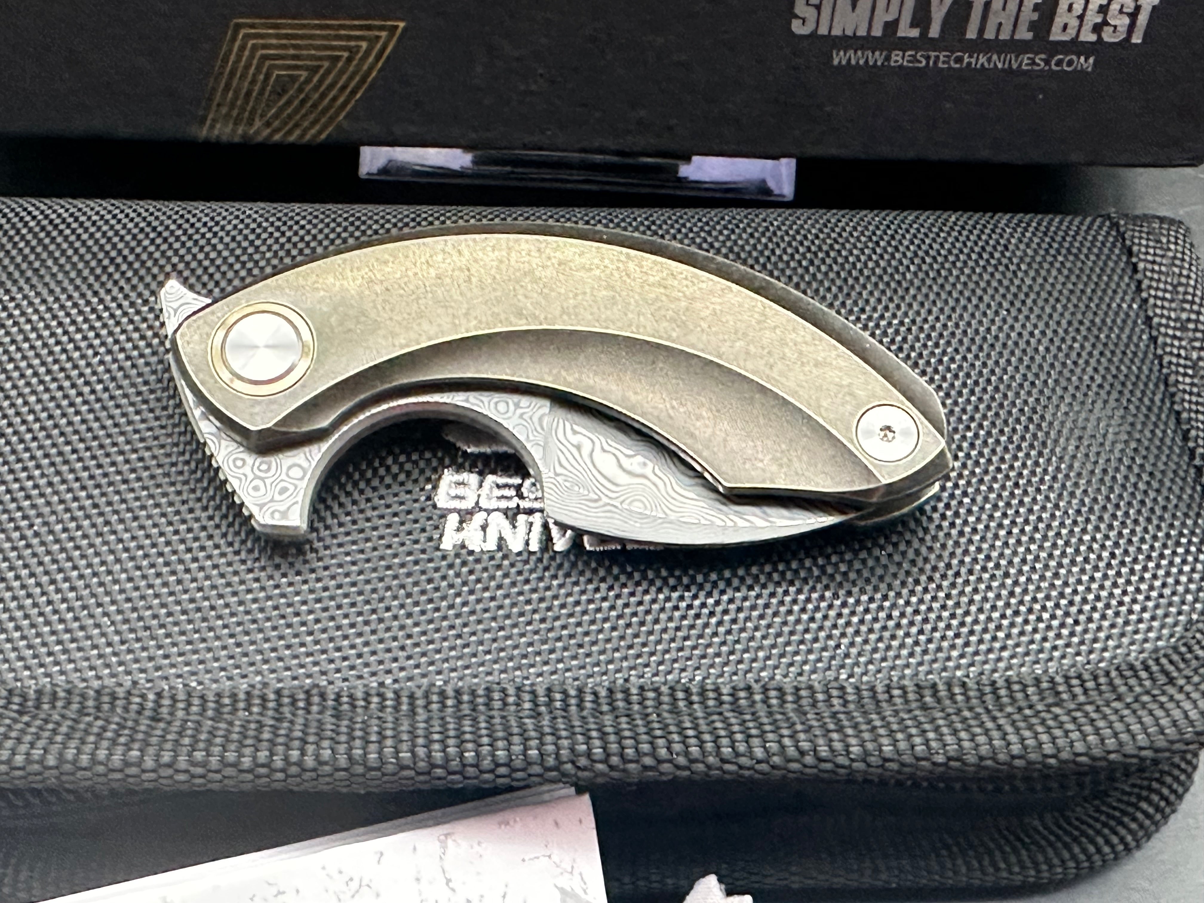 Bestech STRELIT Frame Lock Folding Knife - Bronze Titanium Handle, 2.2