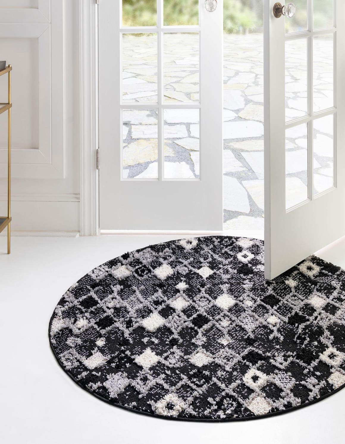 Unique Loom Cherokee Collection Round Area Rug - 7' x 7' Fossil Gray & Black - Perfect for Living Room, Bedroom or Office Decor