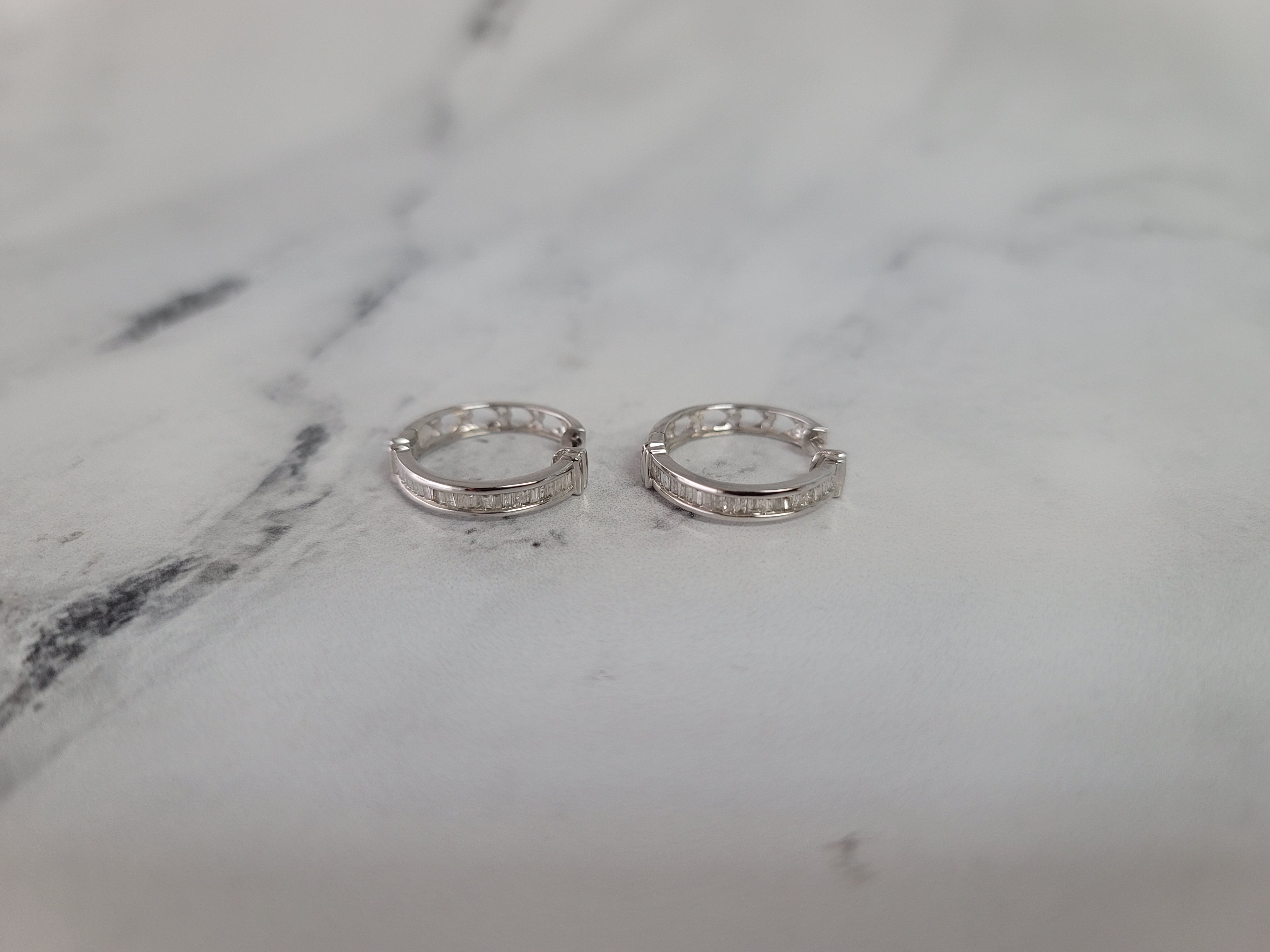 0.60cttw Small Diamond Baguette Earrings in 14K White Gold - Elegant Stud Earrings for Women, Perfect for Weddings, Parties & Everyday Wear