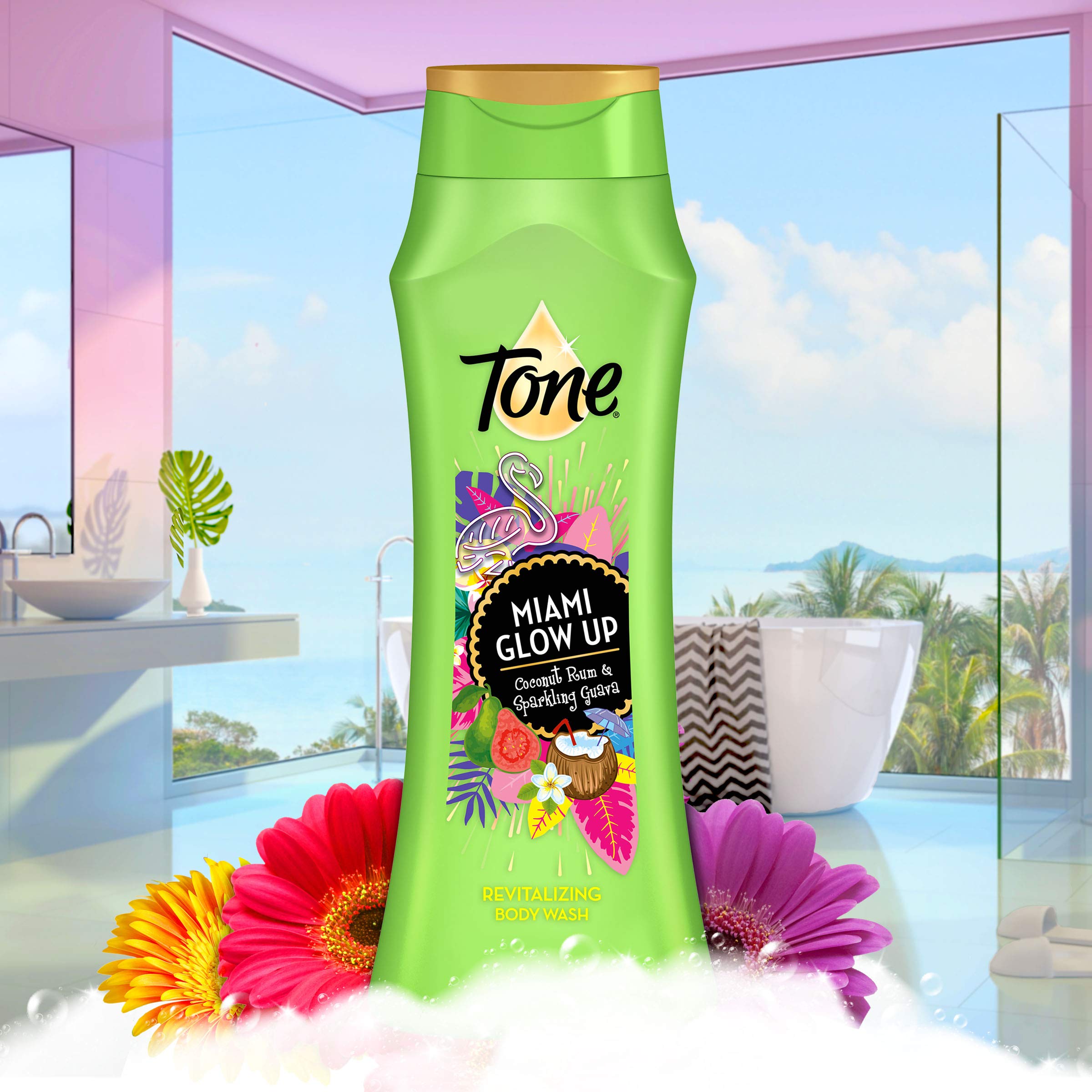 Tone Miami Glow Up Body Wash - Hydrating & Exfoliating Shower Gel for Smooth, Radiant Skin - Perfect for Daily Use & Self-Care Routine