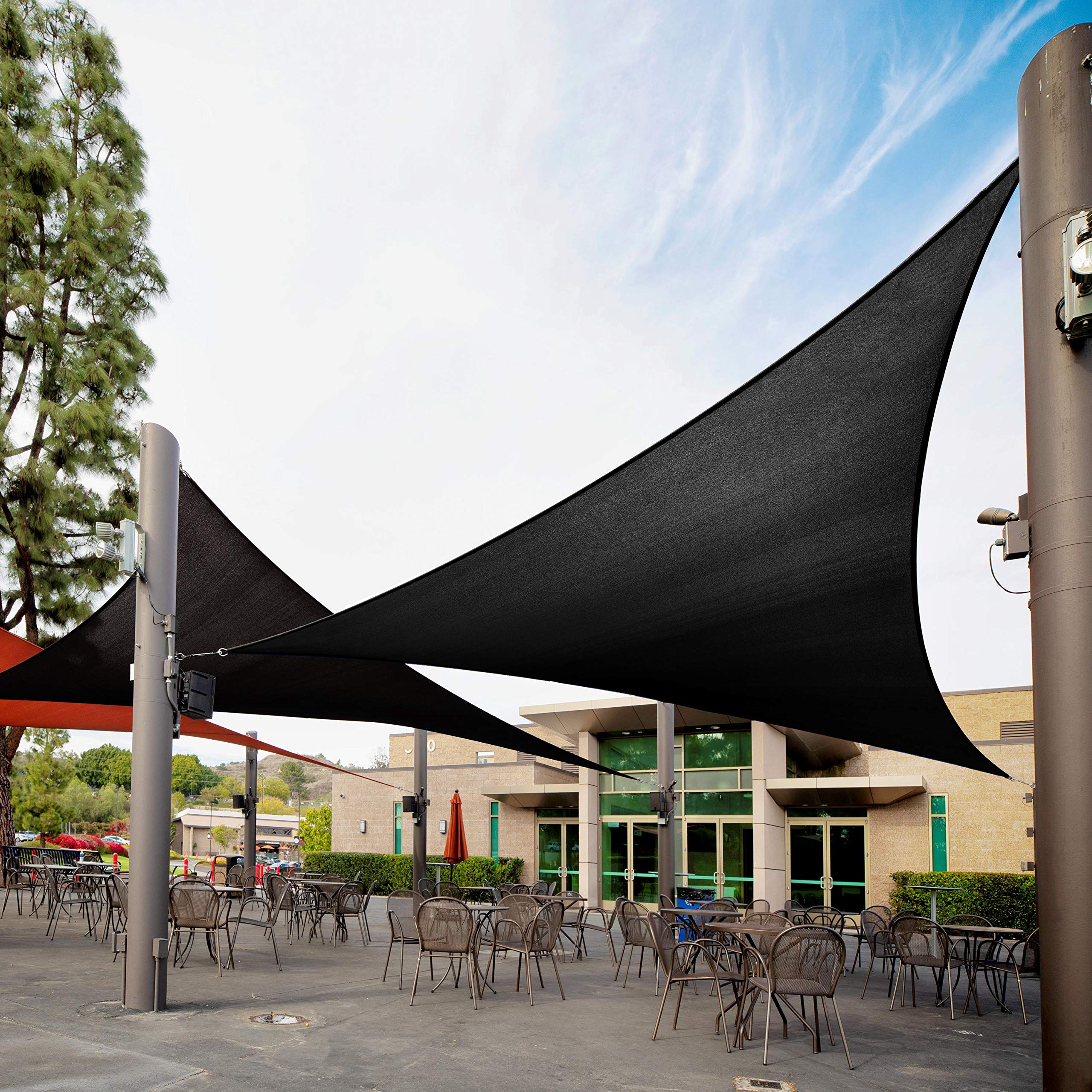 Premium Black Triangle Sun Shade Sail 17' x 23' x 28.6' - Heavy Duty 200GSM UV Block Canopy Mesh - Commercial Grade with 5-Year Warranty - Perfect for Patio, Pool, Garden, and Outdoor Lounge Areas