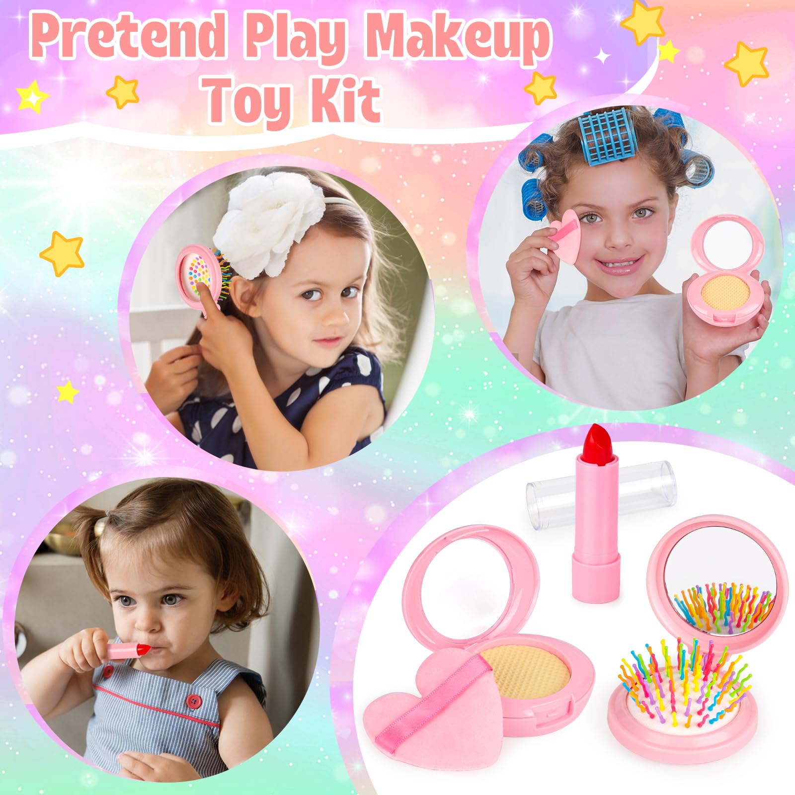 35PCS Little Girl Purse Toy Set for Toddlers Age 2-6 - Pretend Makeup Play Purse with Princess Accessories | Birthday Gift for 2 3 4 5 6 Year Old Girls (Pink) | Perfect for Role Play, Dress-Up & Pretend Play at Home or Parties