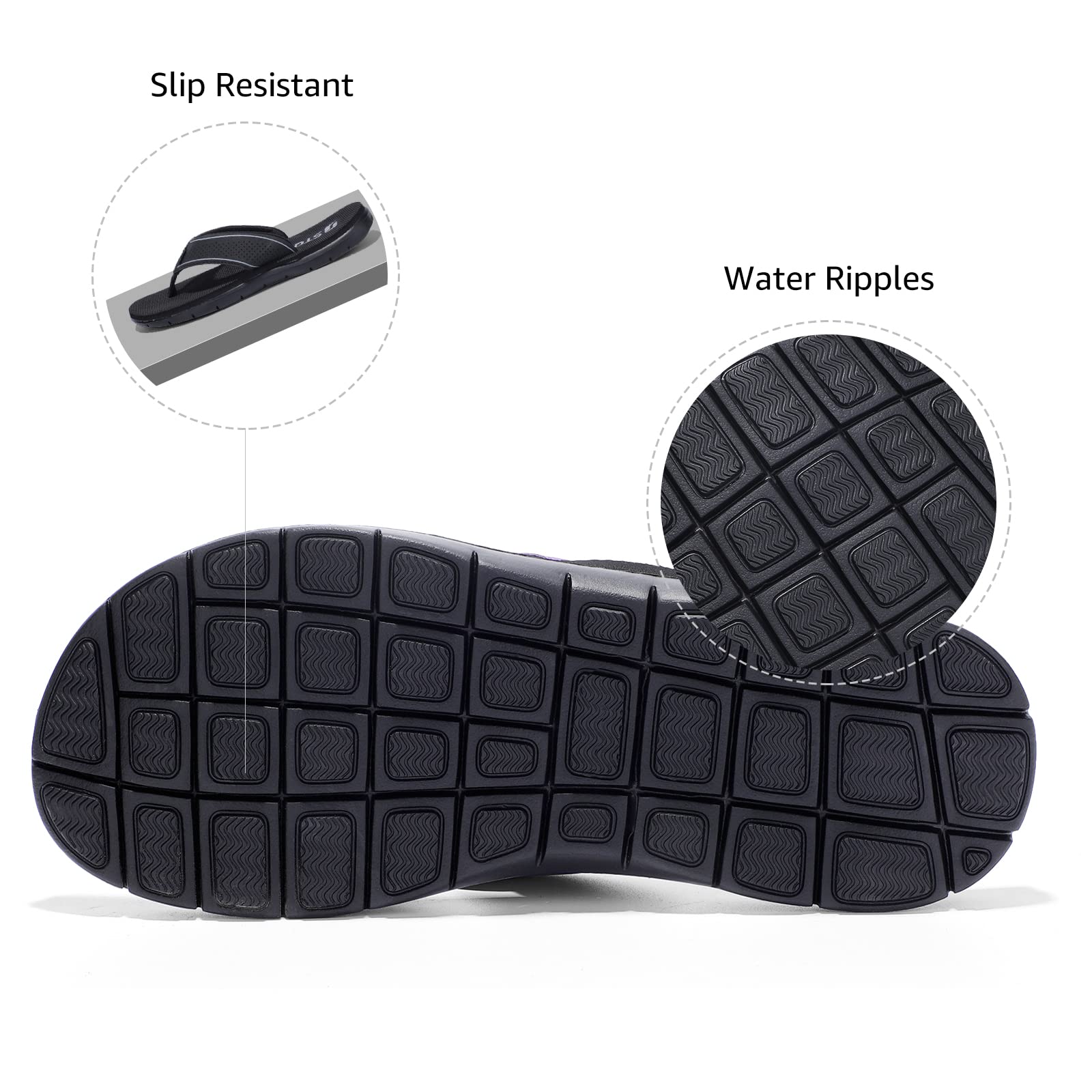 STQ Women's Non-Slip Flip Flops - Comfortable Yoga Mat Thong Sandals for Beach, Pool, Yoga & Outdoor Activities - Lightweight Summer Casual Shoes