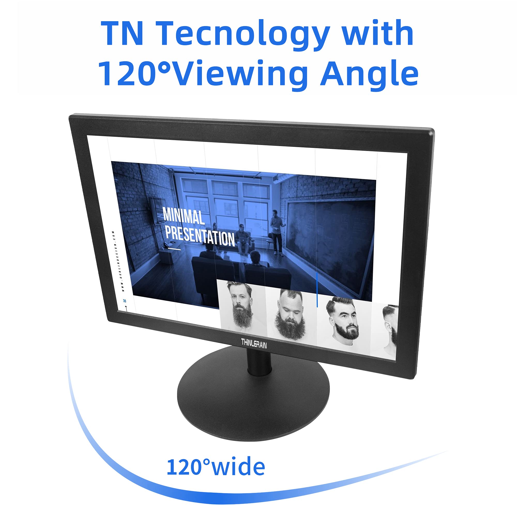 Thinlerain 15 Inch Small LED Monitor - 16:9 Aspect Ratio, 1440×900 Resolution, TN Panel, 60Hz Refresh Rate, 5ms Response Time, VGA & HDMI Ports, Built-in Speakers - Perfect for Home Office, Gaming, and Small Workspace Setups