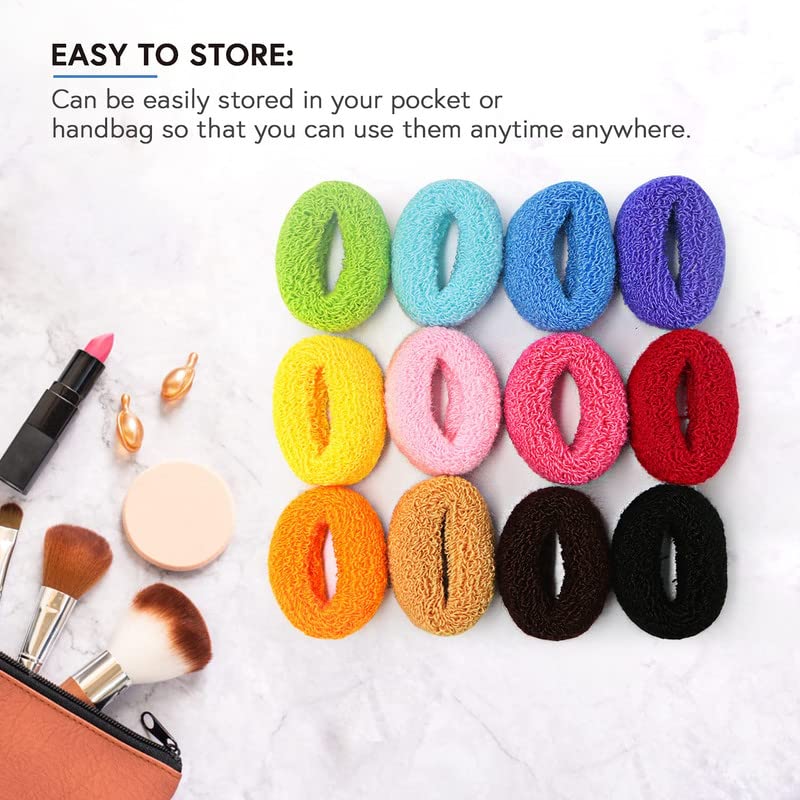 BELICIA Thick Hair Ties for Thick Hair - Terry Cloth Hair Elastics & Scrunchies for Women & Girls (12-Pack, 5cm Width, Non-Slip Ponytail Holders) - Perfect for Workouts, Yoga, and Everyday Styling