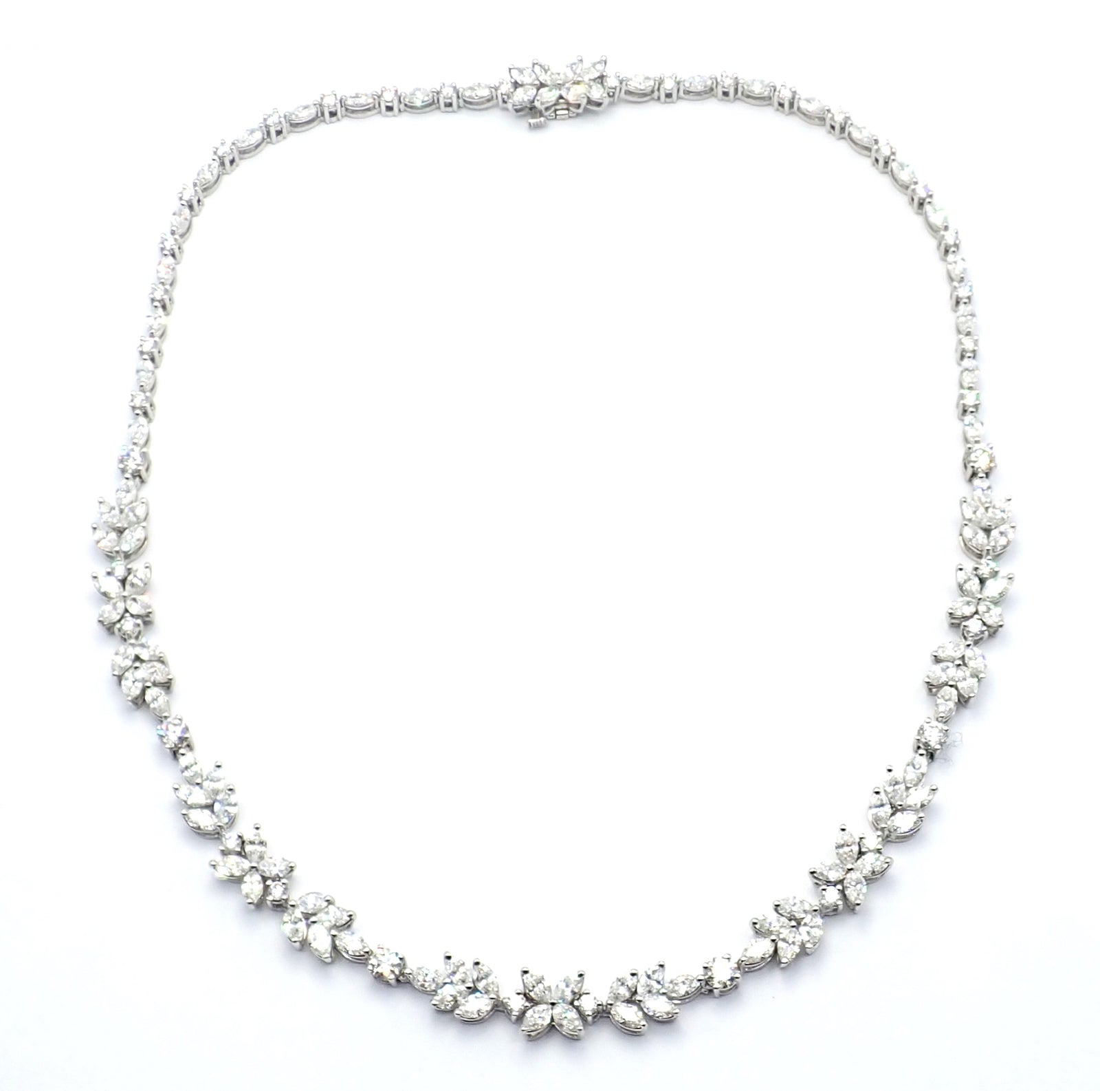 Tiffany & Co Victoria Platinum 15.92 Carat Diamond Mixed Cluster Necklace - Elegant Jewelry for Weddings, Anniversaries & Special Occasions